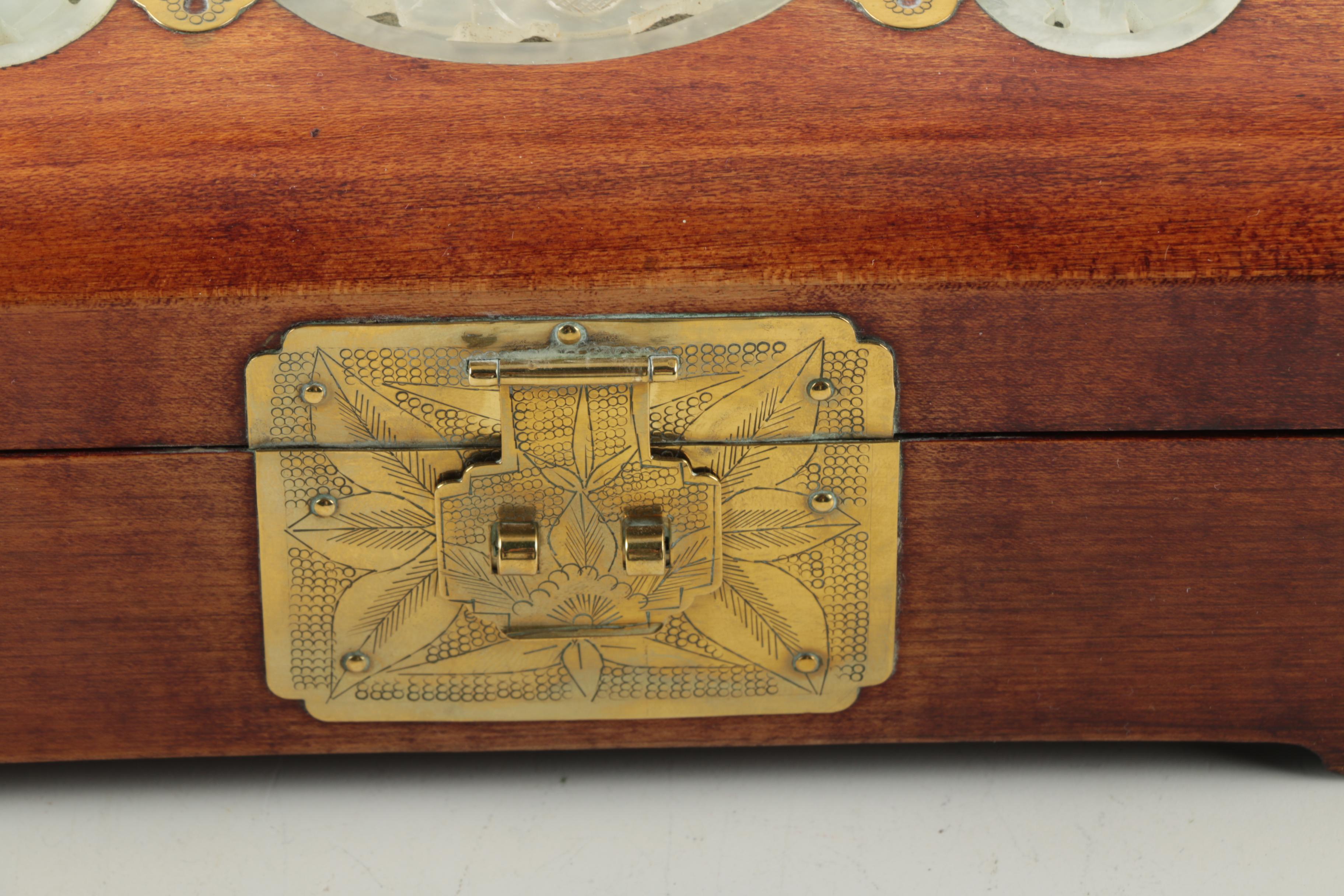Chinese Jewelry Box with Carved Bowenite Accents