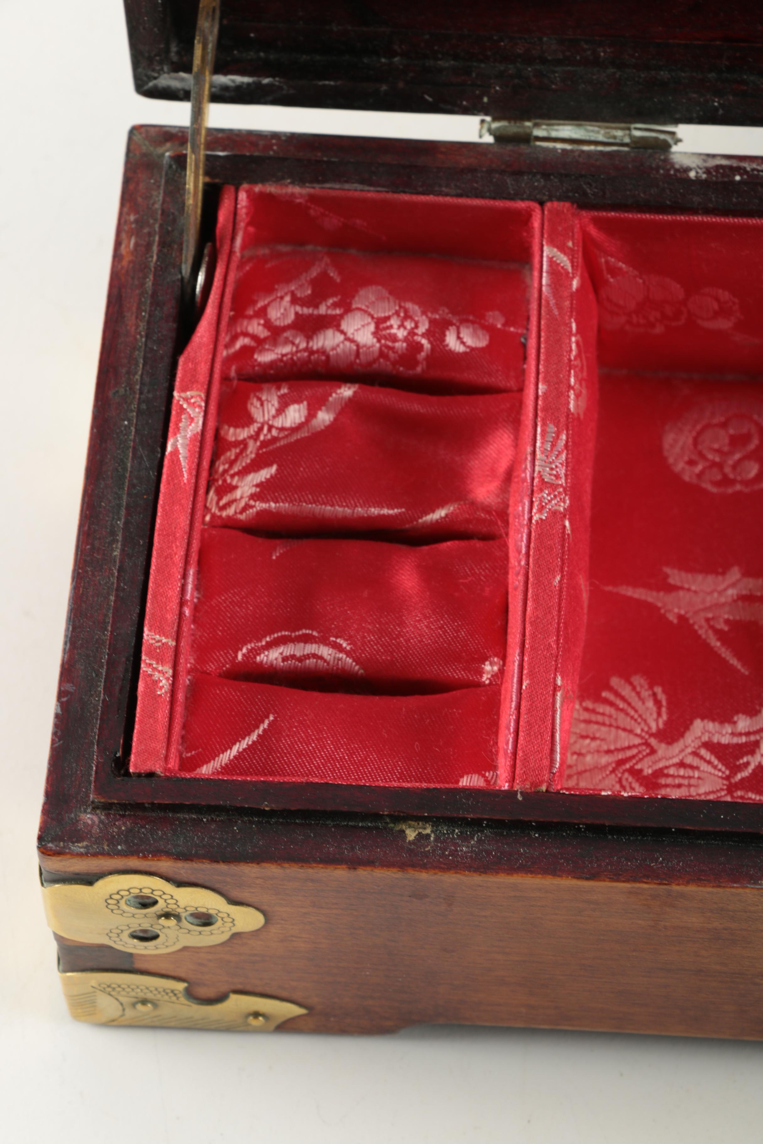 Chinese Jewelry Box with Carved Bowenite Accents