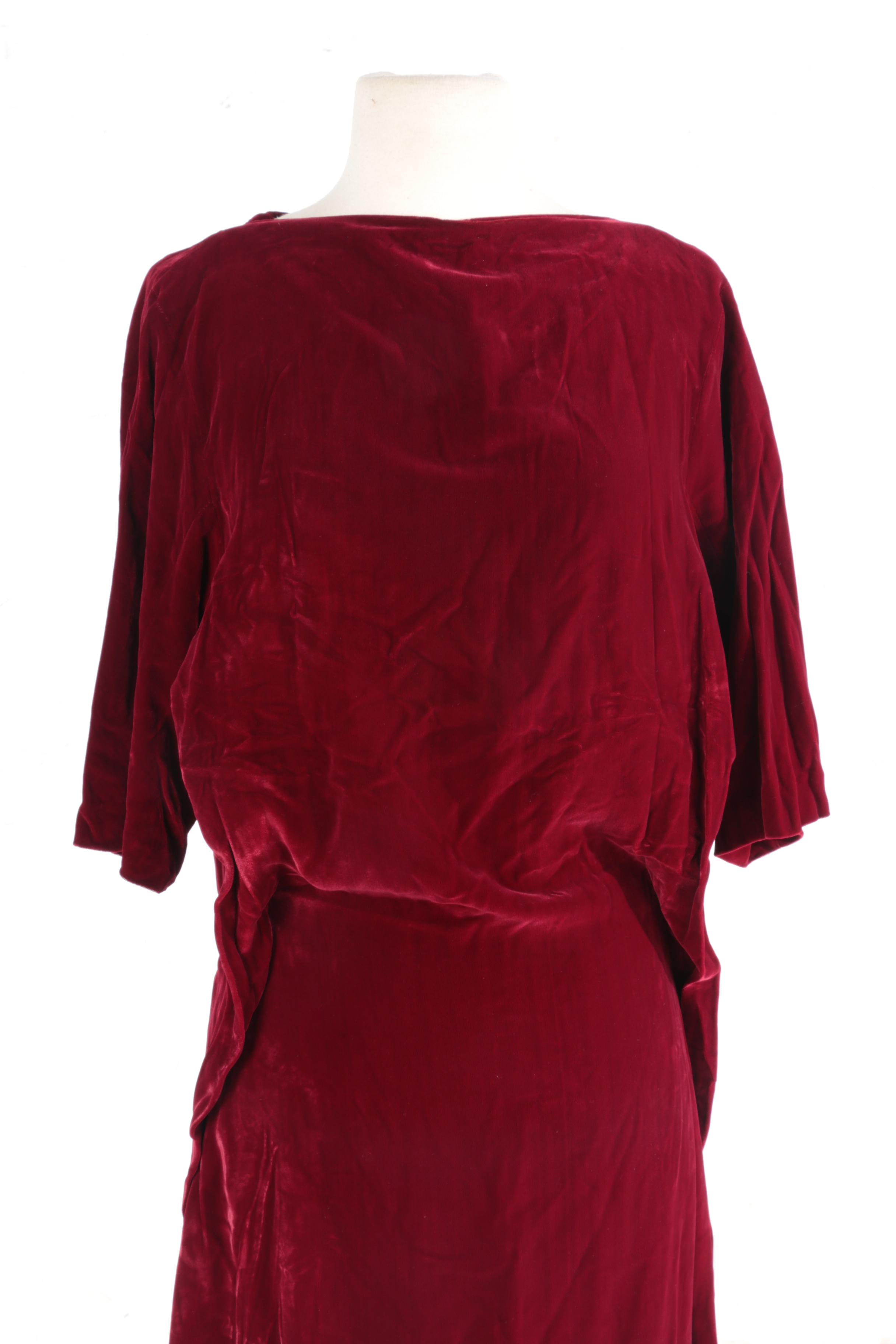 Jil Sander Red Velvet Evening Dress