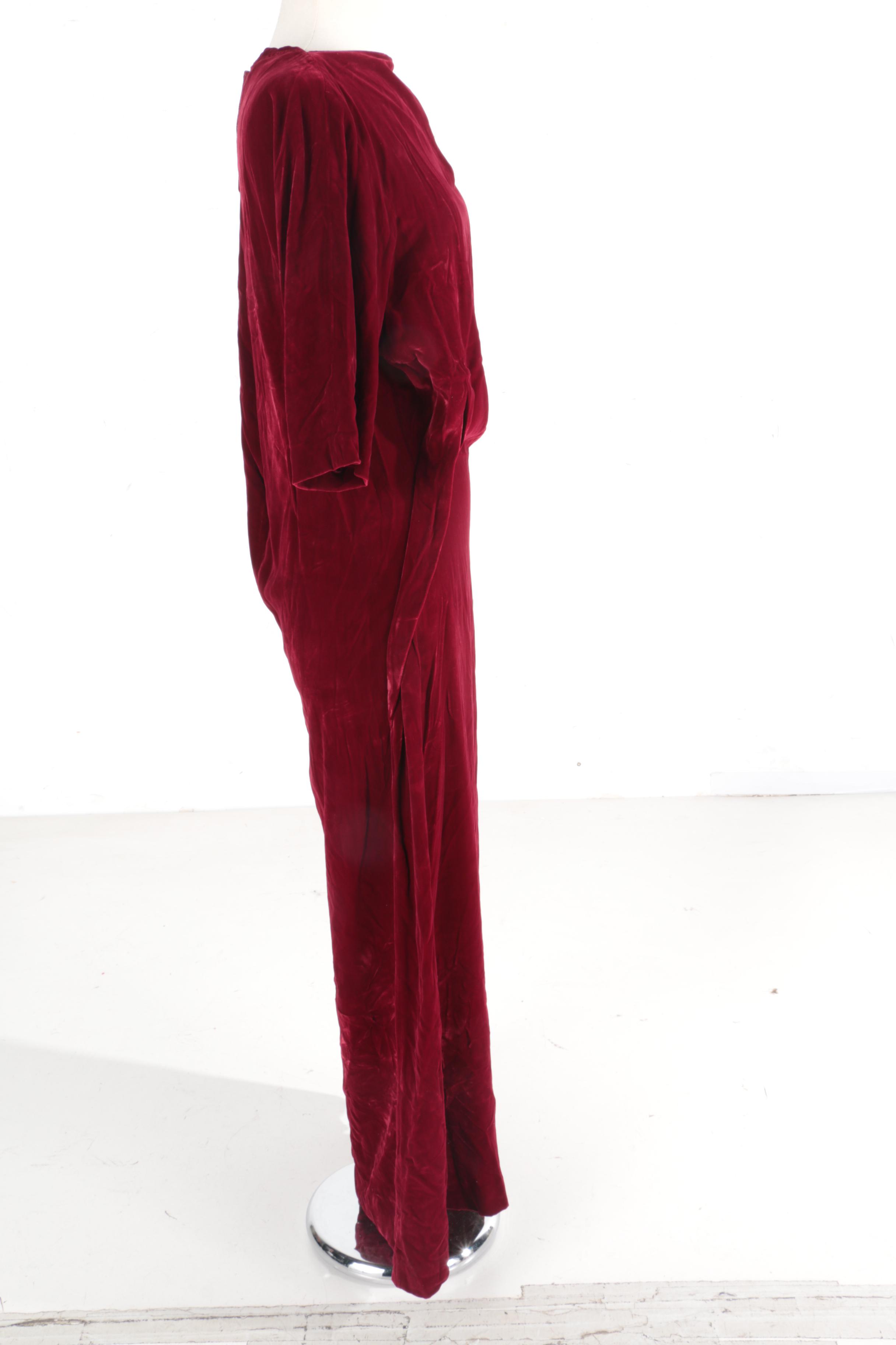 Jil Sander Red Velvet Evening Dress