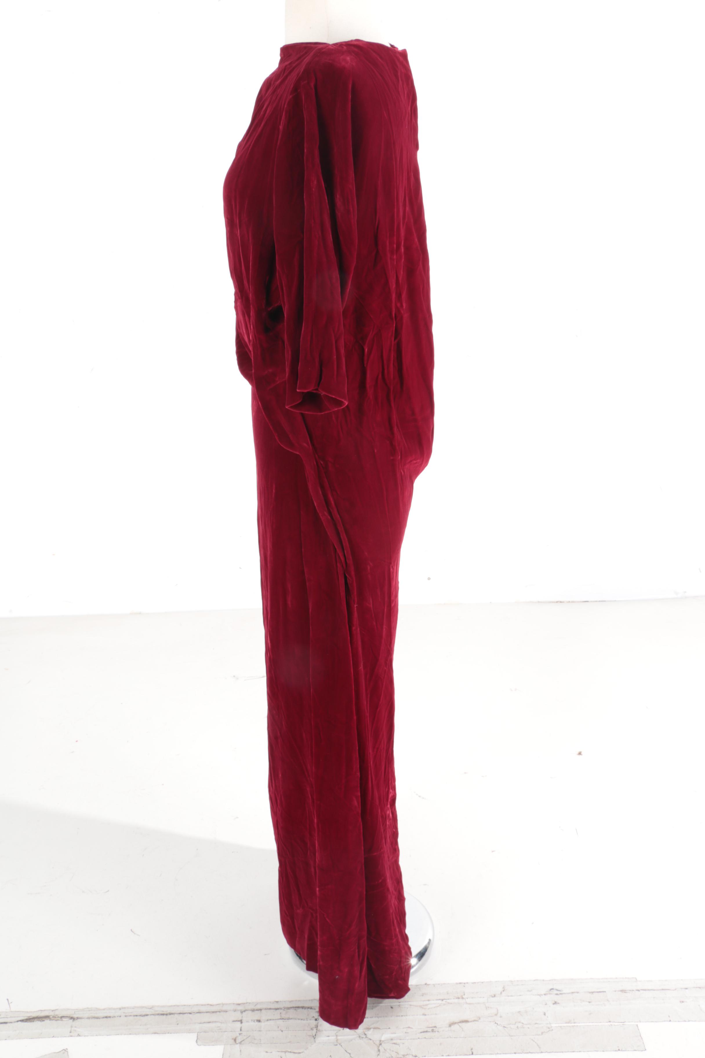 Jil Sander Red Velvet Evening Dress