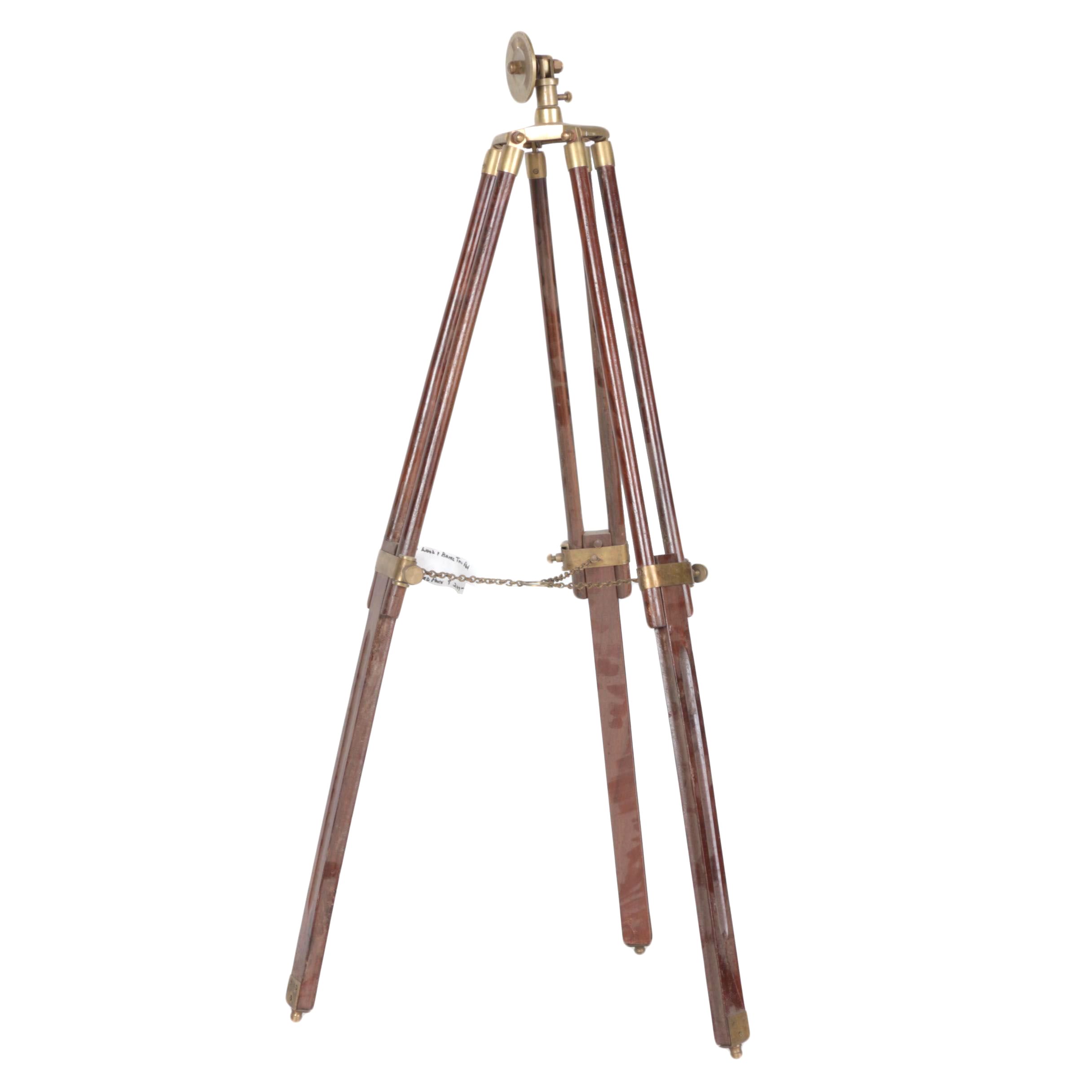 Vintage Wood and Brass Tripod