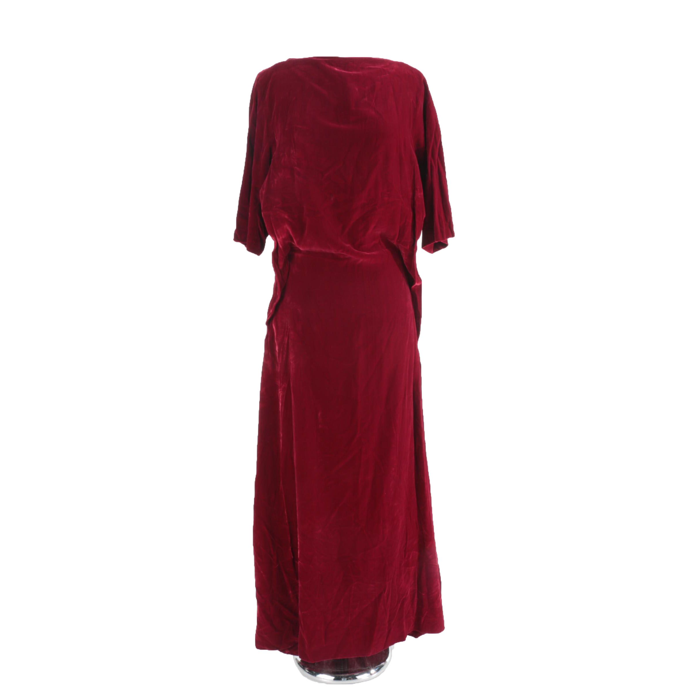 Jil Sander Red Velvet Evening Dress