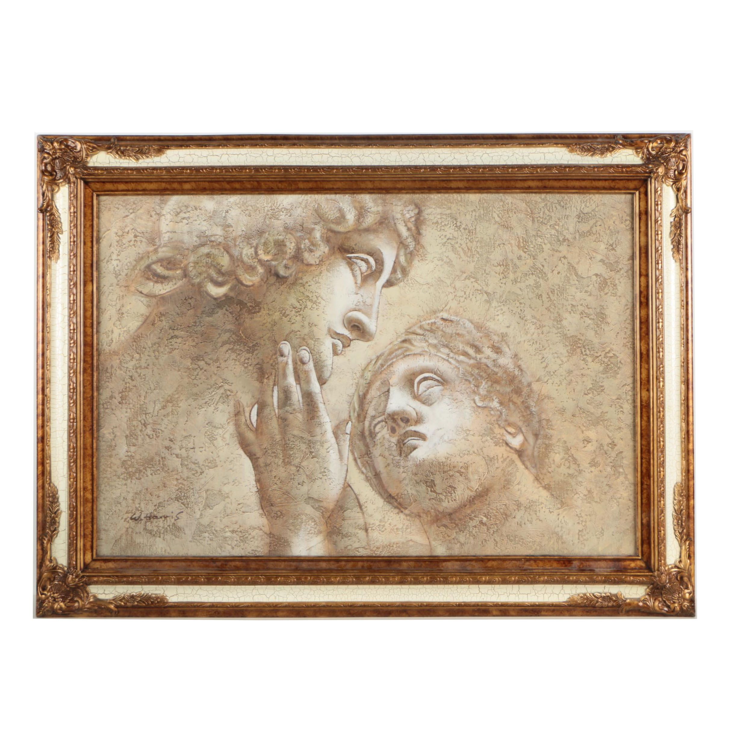 W. Harris Oil Painting on Canvas of Classical Sculptures