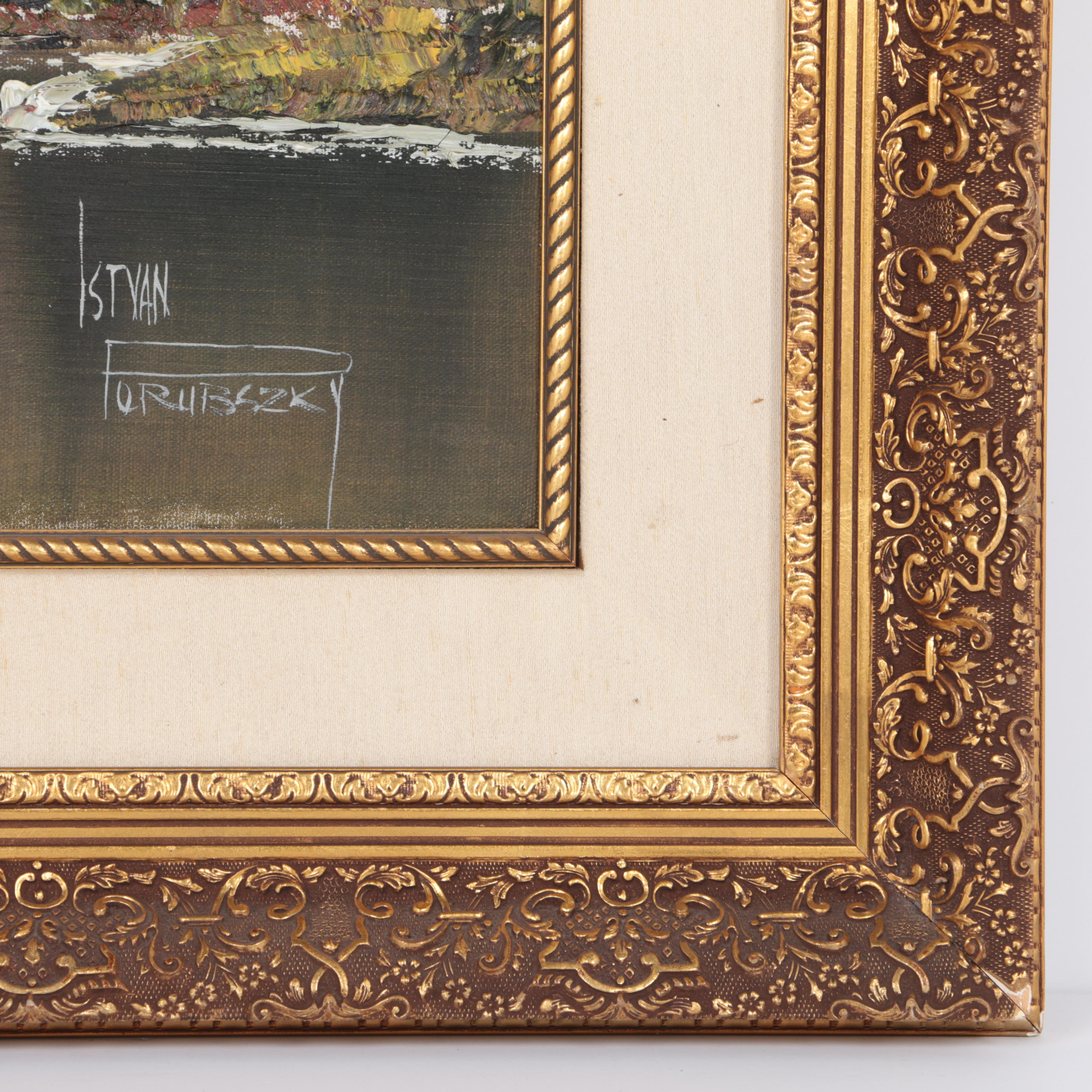 Istvan Porubszky Oil Painting on Canvas of Late Autumn Wilderness Landscape