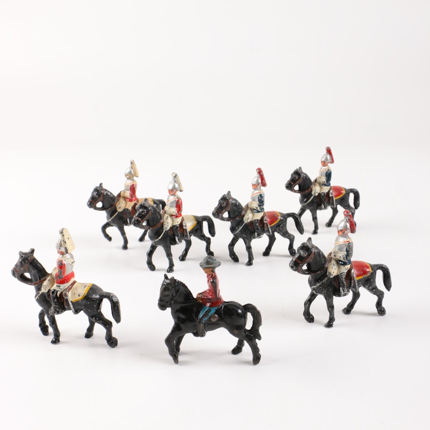 Vintage Metal Toy Soldiers on Horses