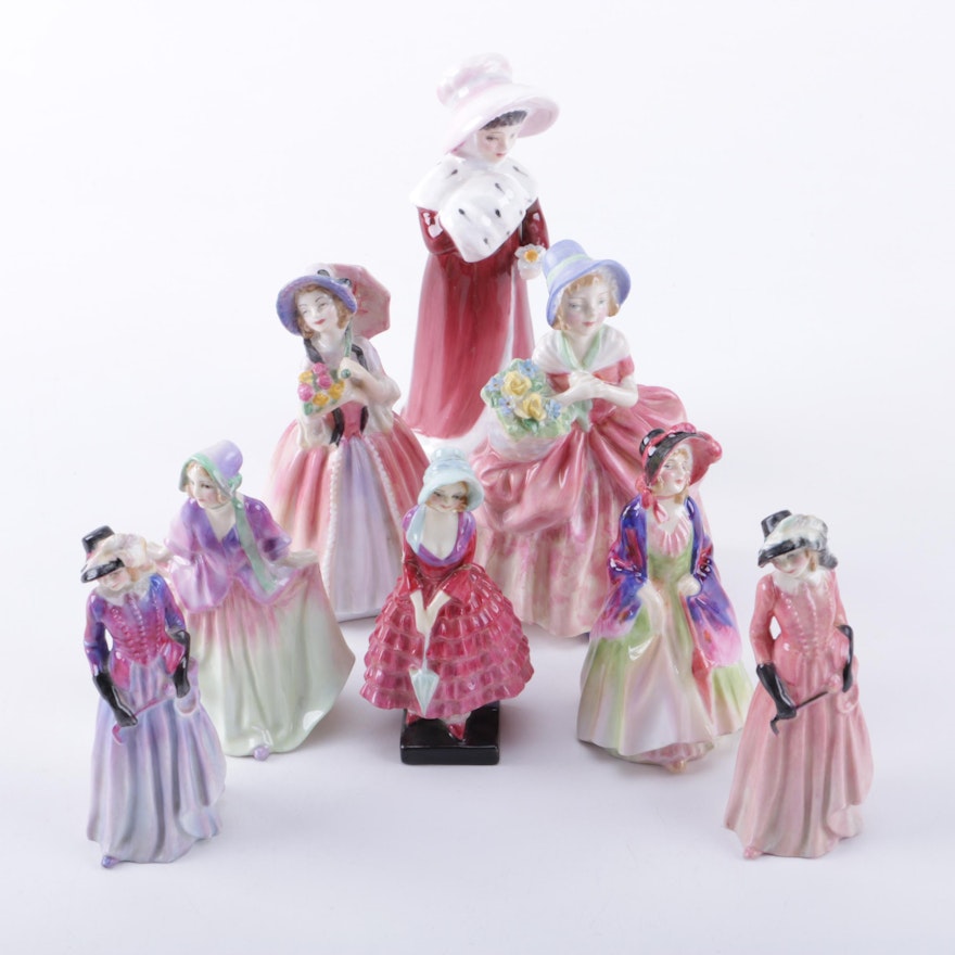 Royal Doulton Figurines Women in Pink Dresses