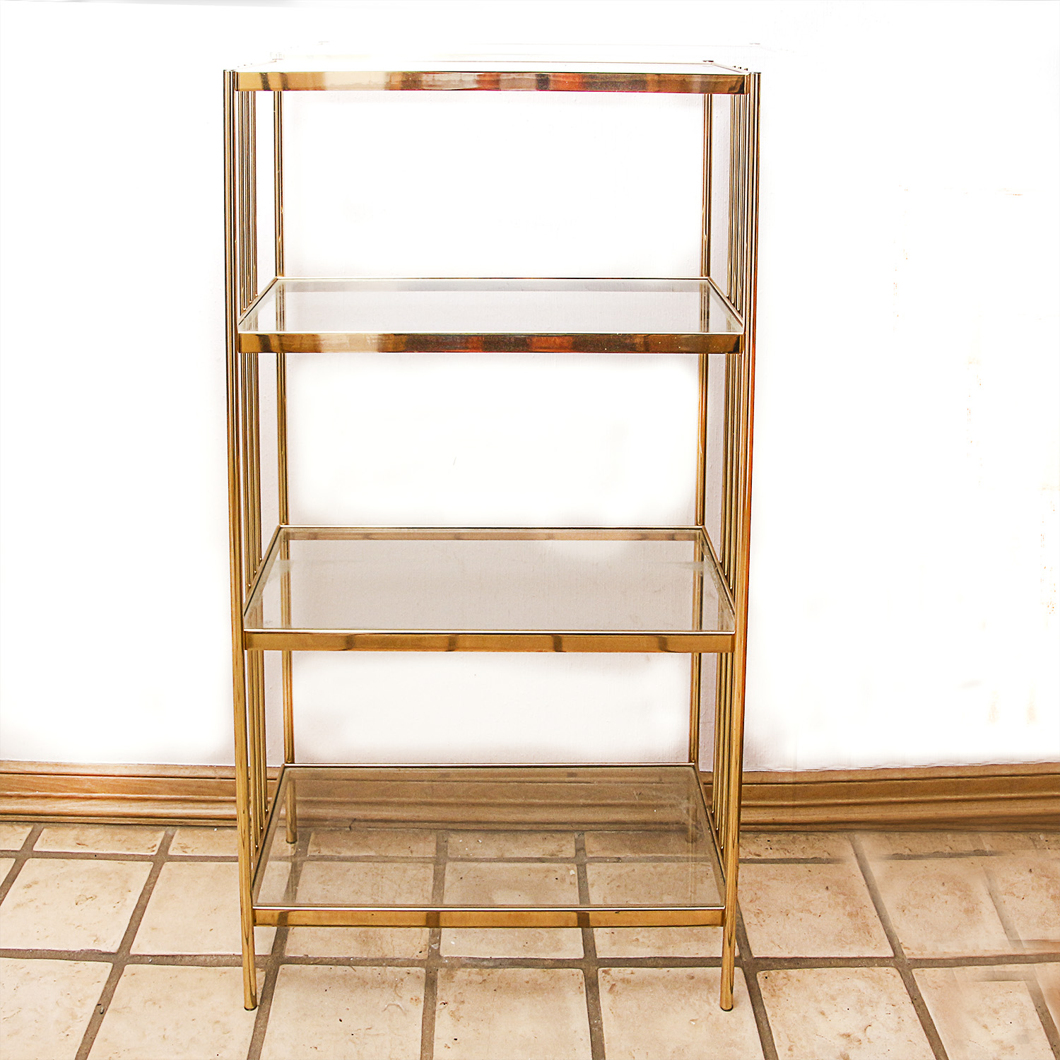 Brass and Glass Shelving Unit
