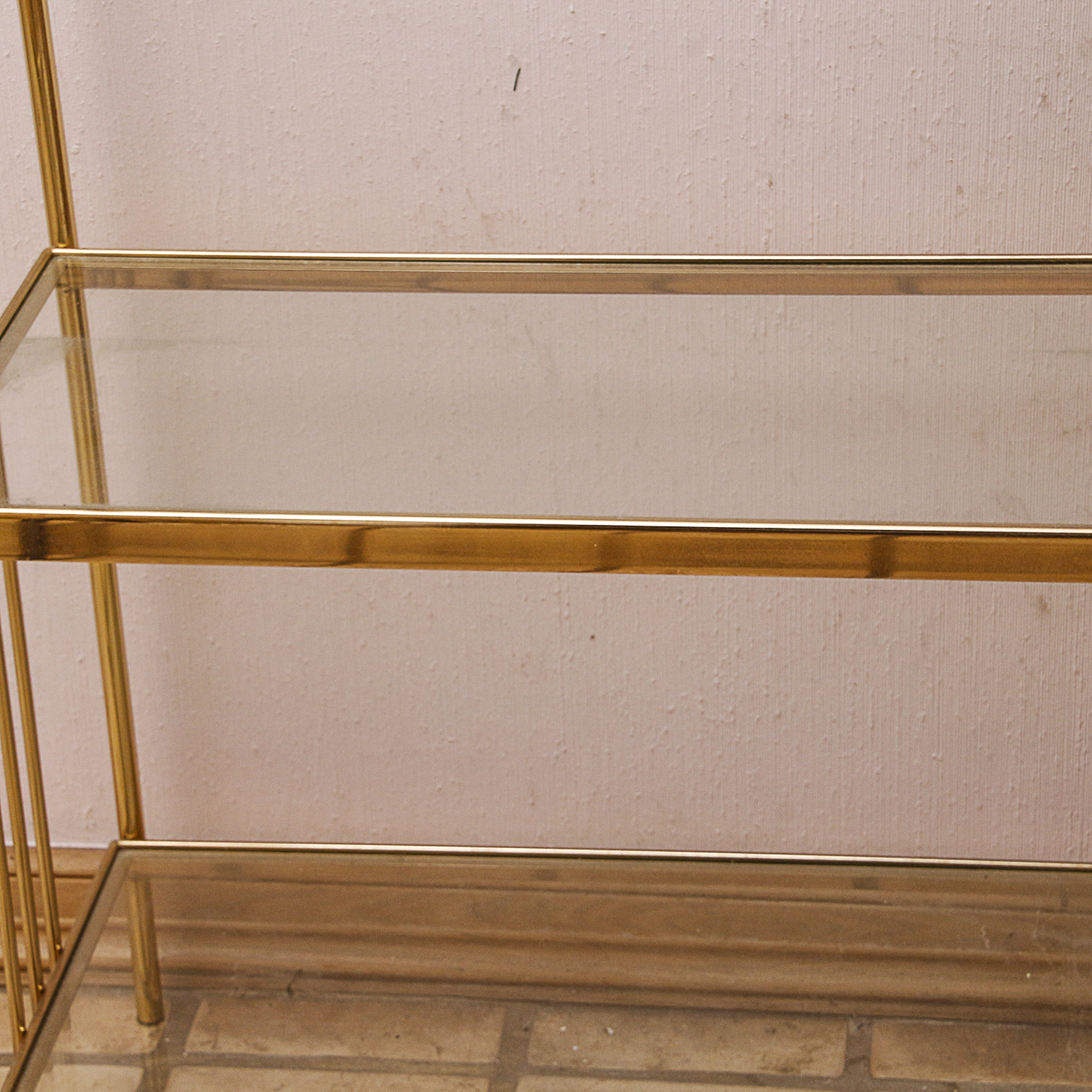 Brass and Glass Shelving Unit