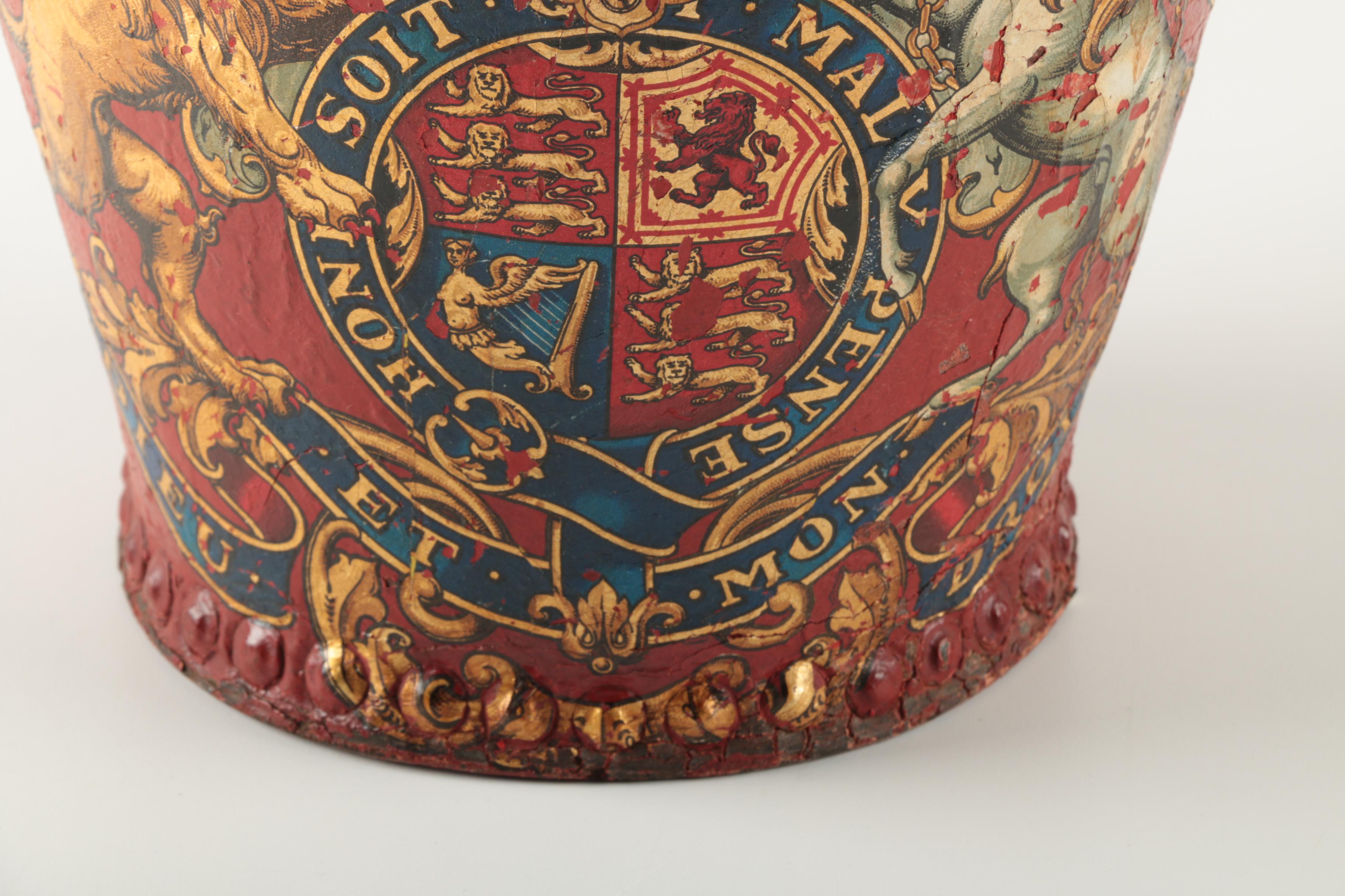 Antique English Red Metal Fire Bucket