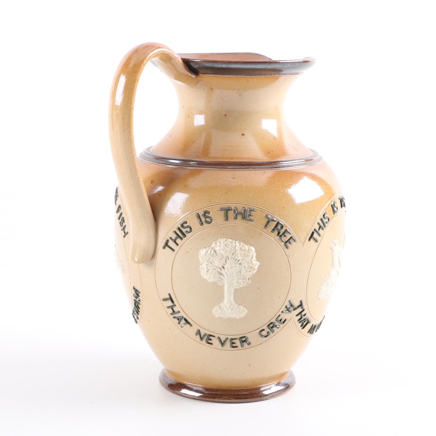 Vintage Doulton Lambeth Ale Pitcher with Motto