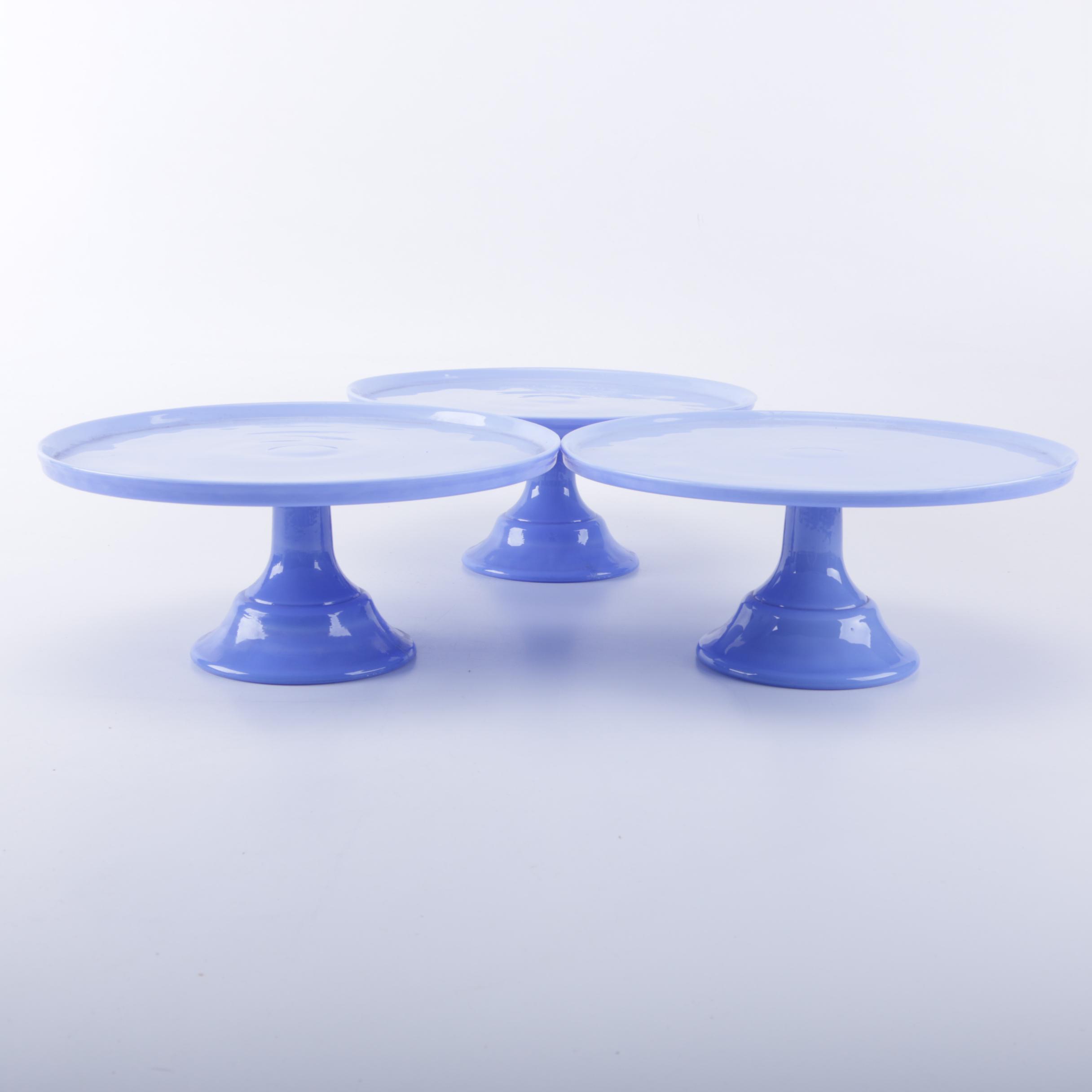 Colored Blue Milk Glass Cake Stands