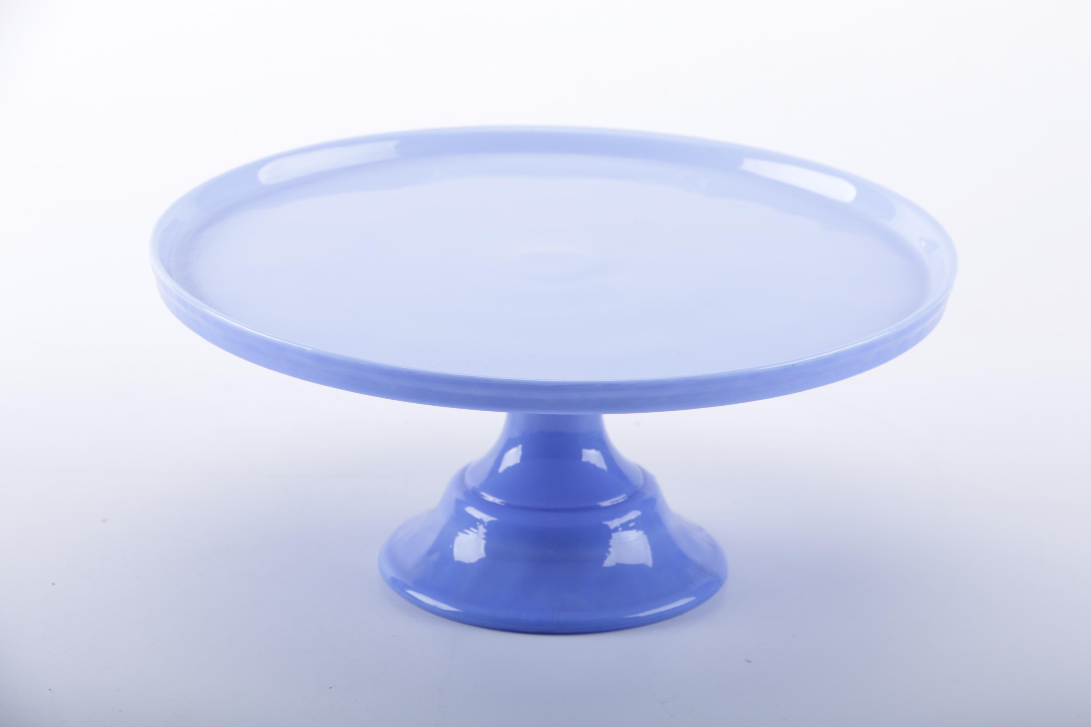 Colored Blue Milk Glass Cake Stands