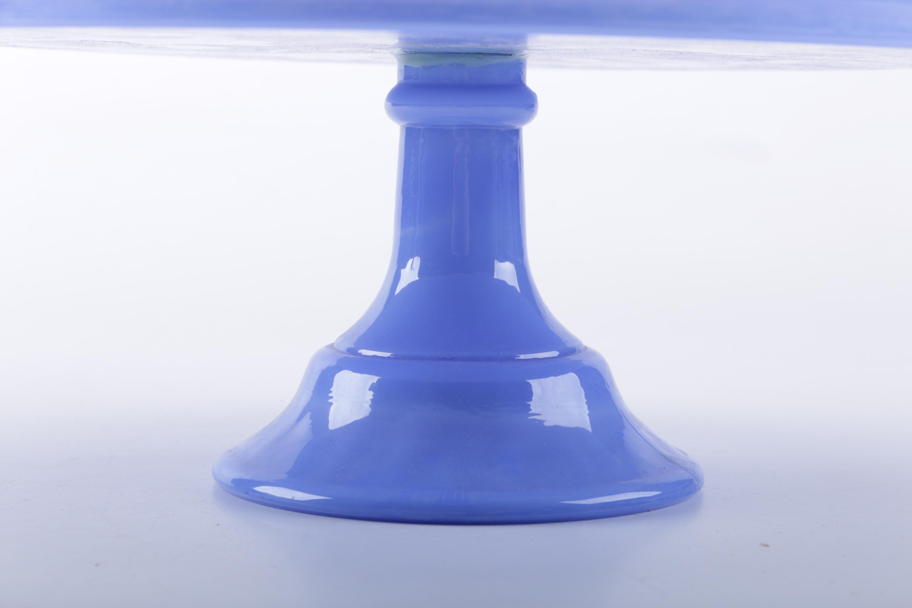 Colored Blue Milk Glass Cake Stands