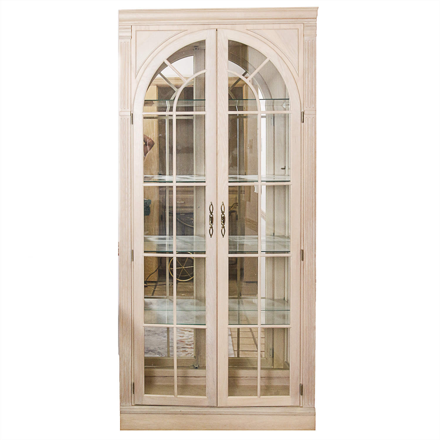Arched Door Wood and Glass Cabinet