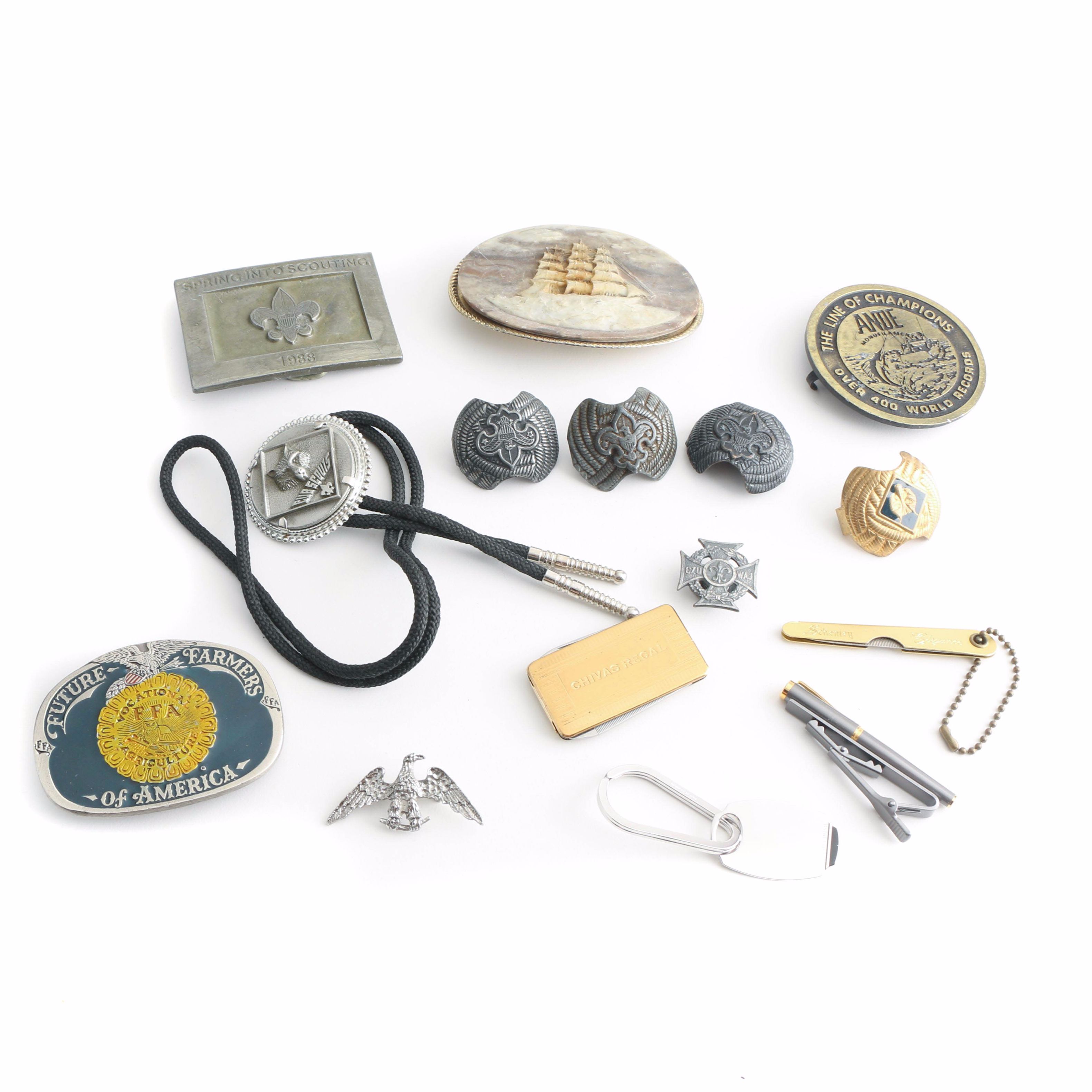 Assortment of Vintage Jewelry Including Boy Scouts Pieces