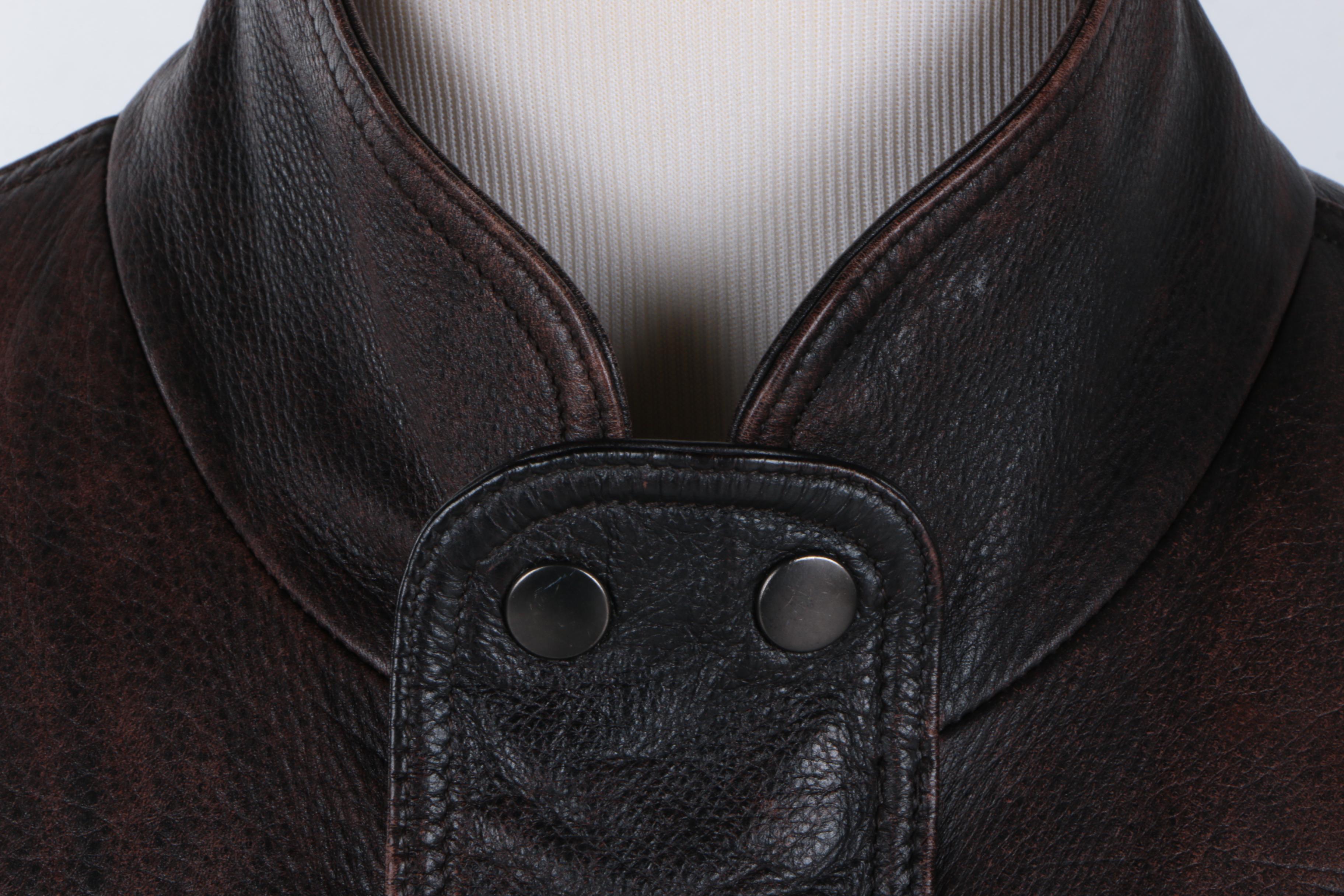 Brown Distressed Leather Jacket