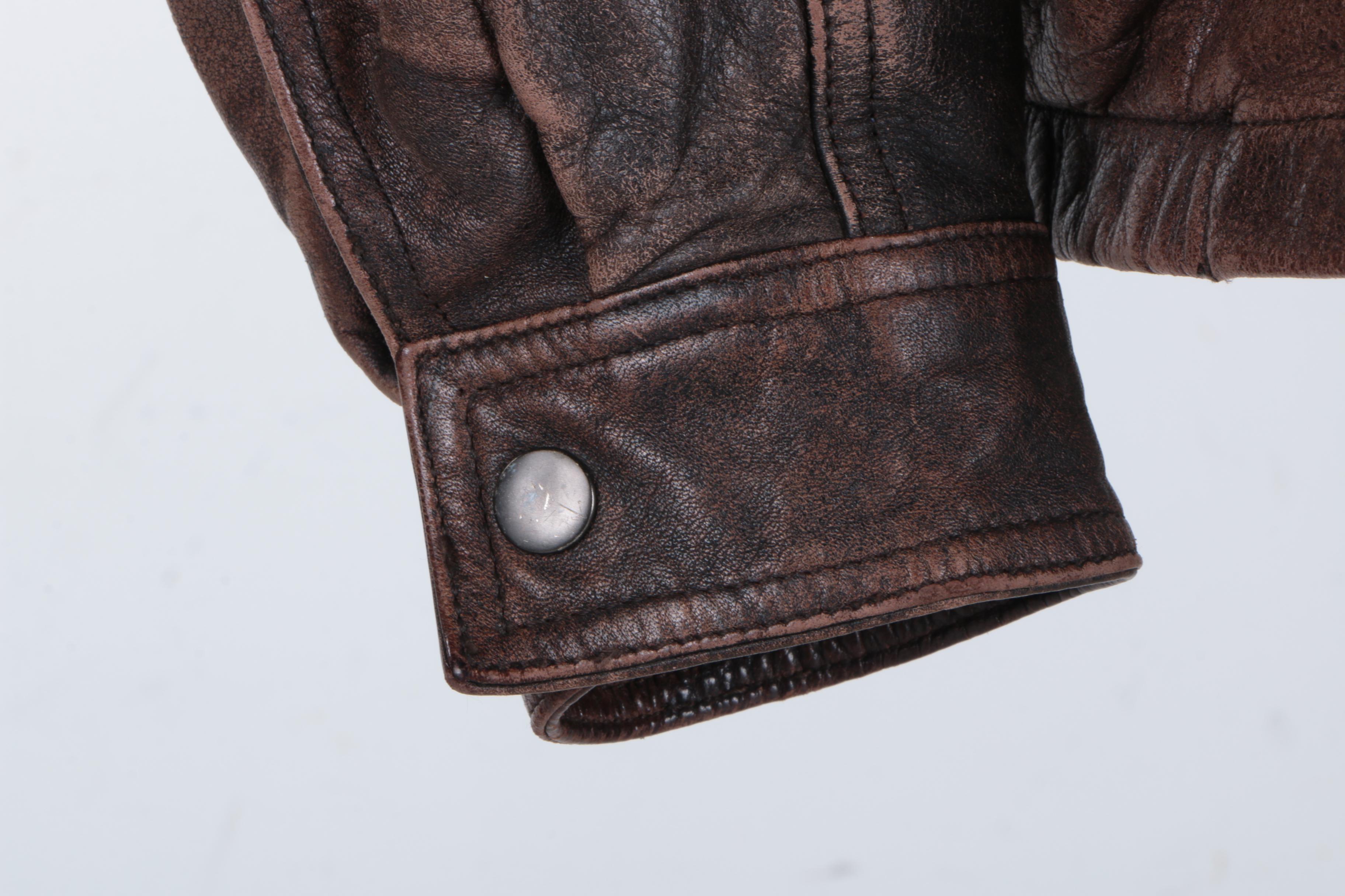 Brown Distressed Leather Jacket