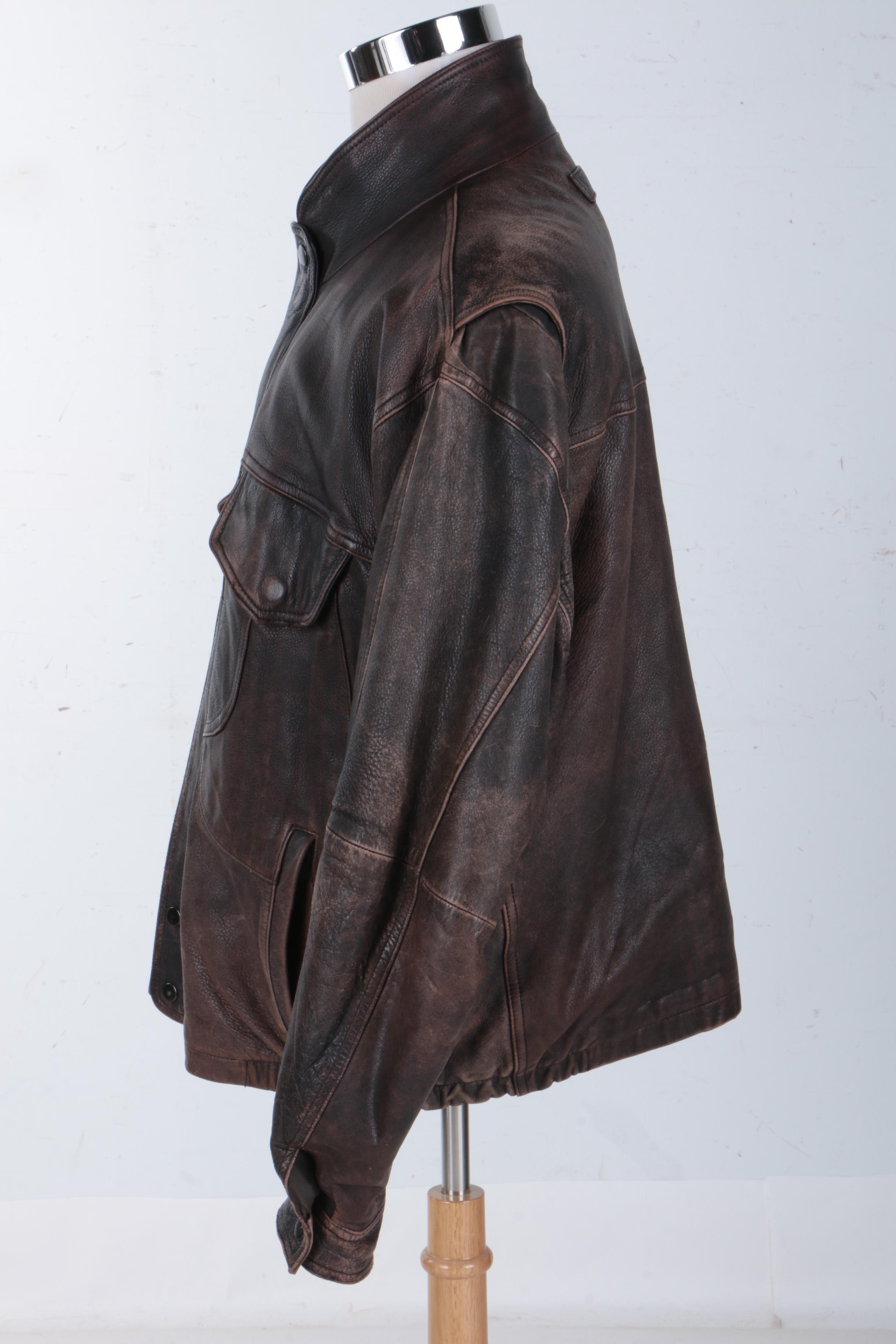 Brown Distressed Leather Jacket
