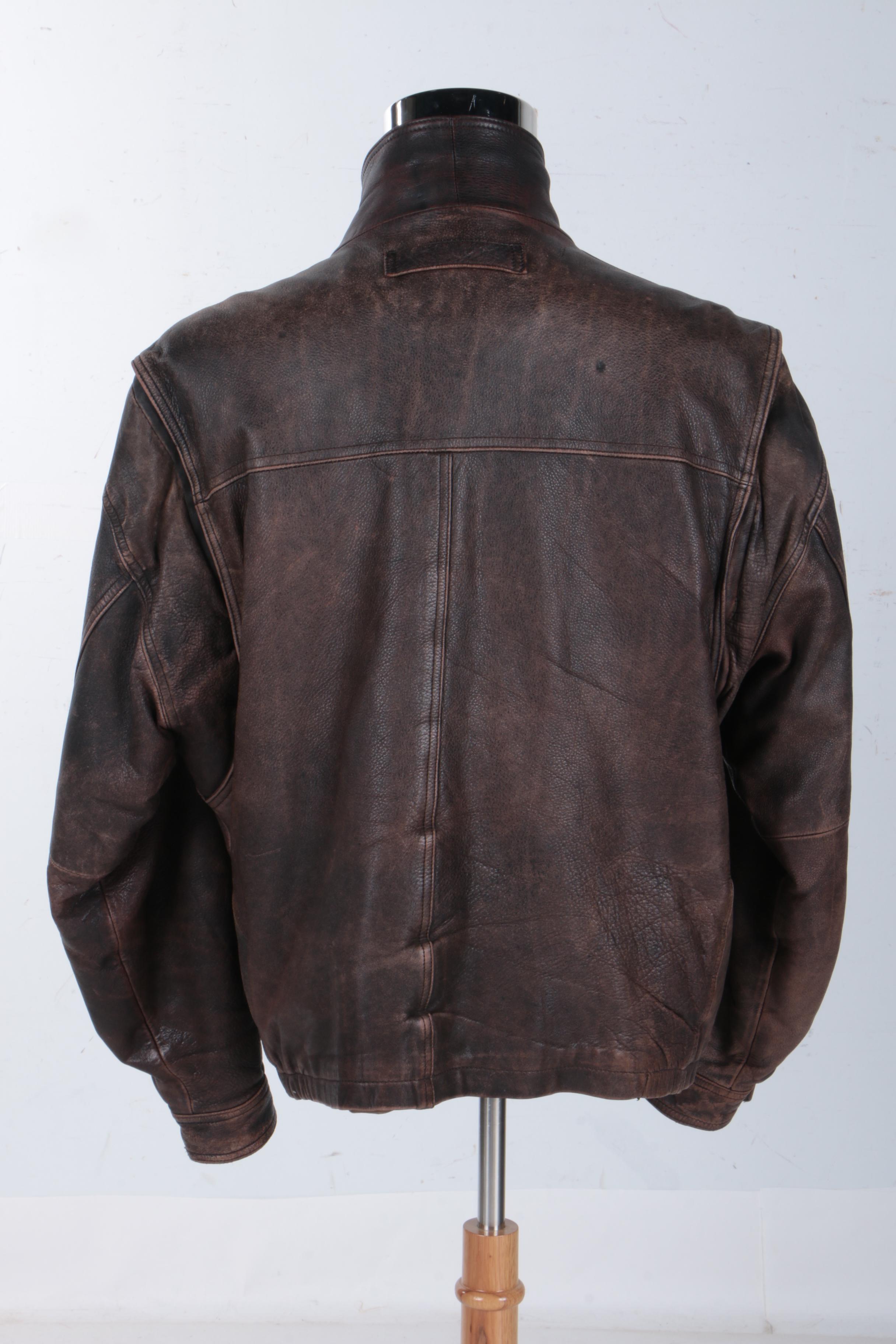 Brown Distressed Leather Jacket
