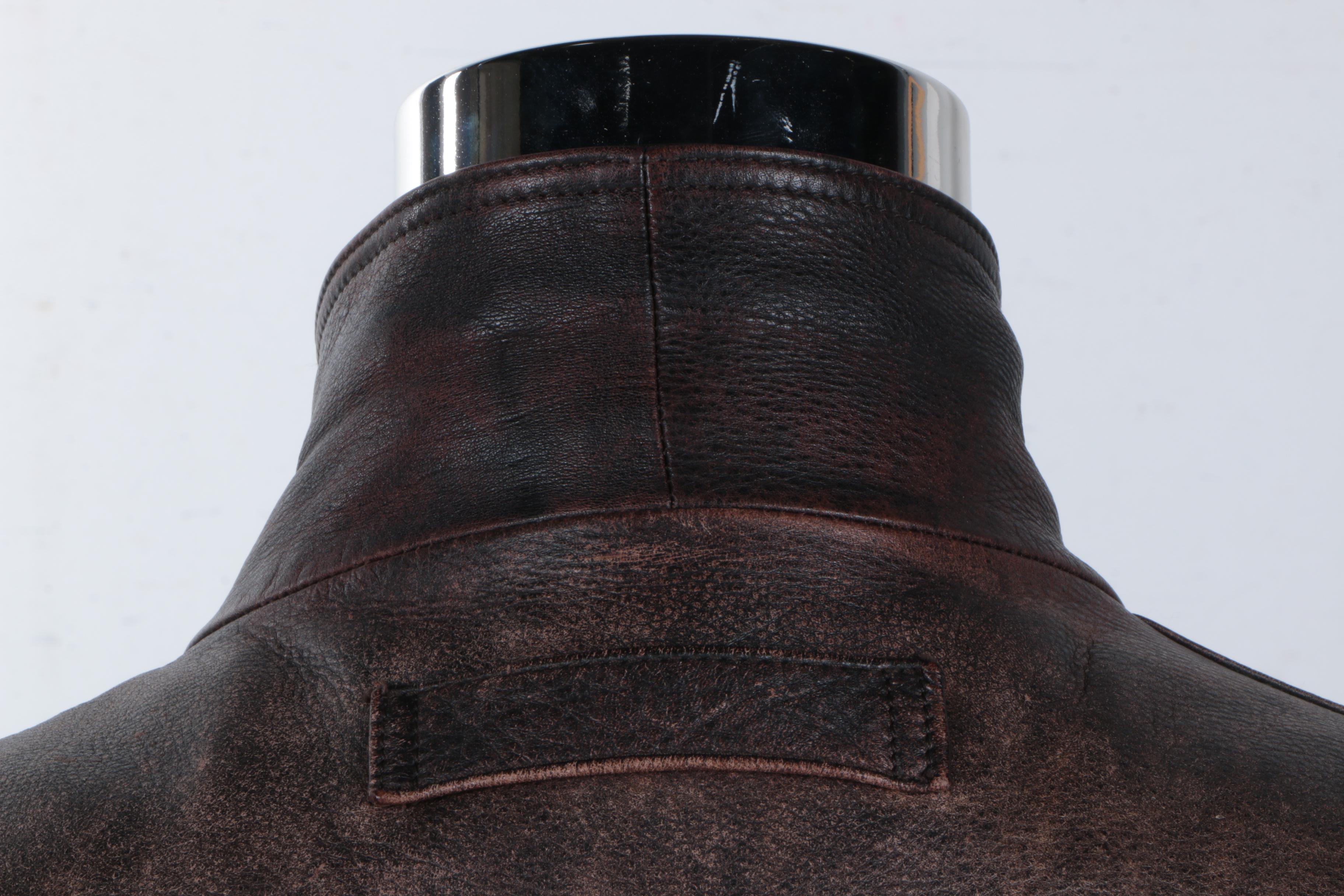 Brown Distressed Leather Jacket