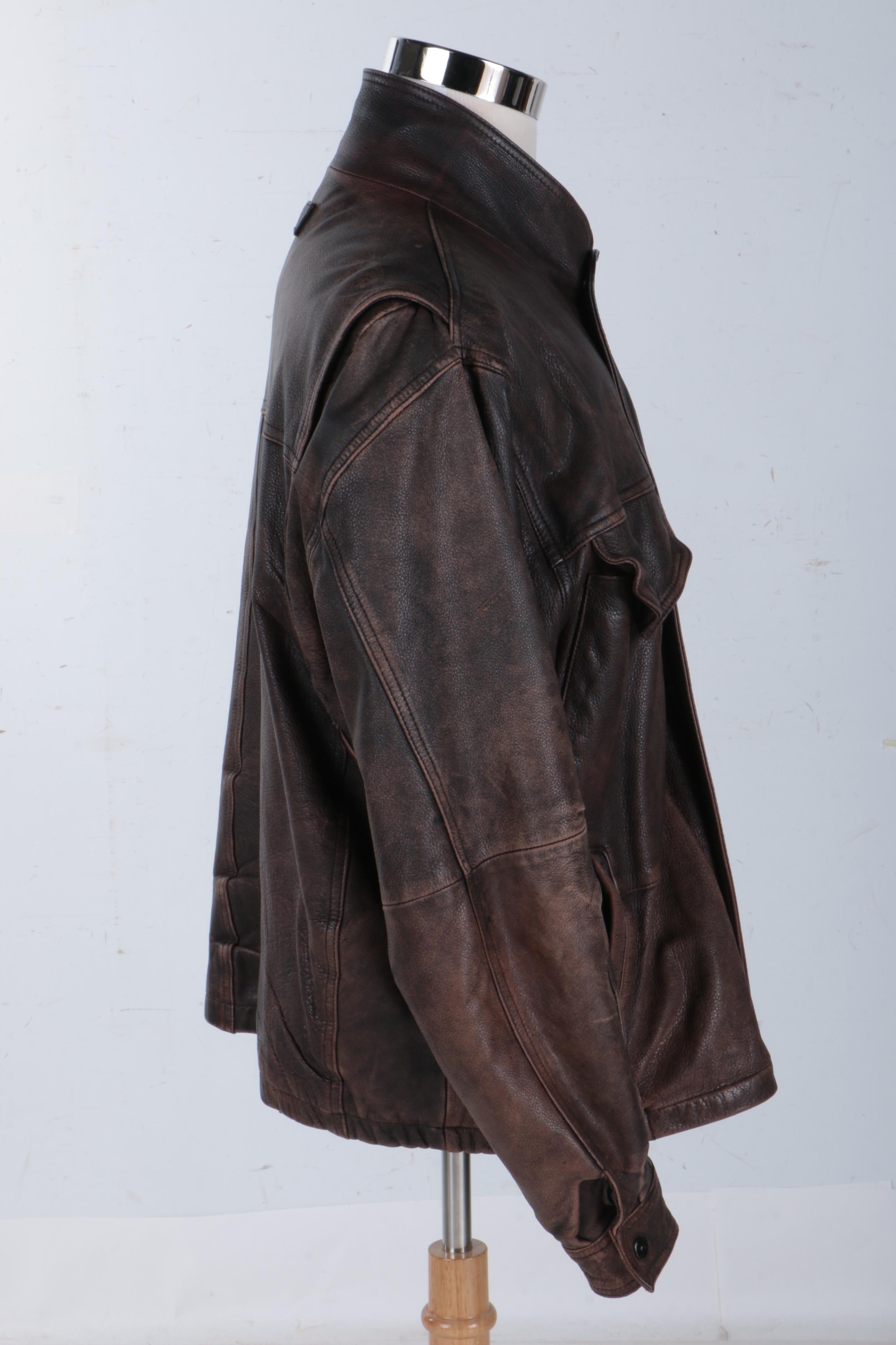 Brown Distressed Leather Jacket