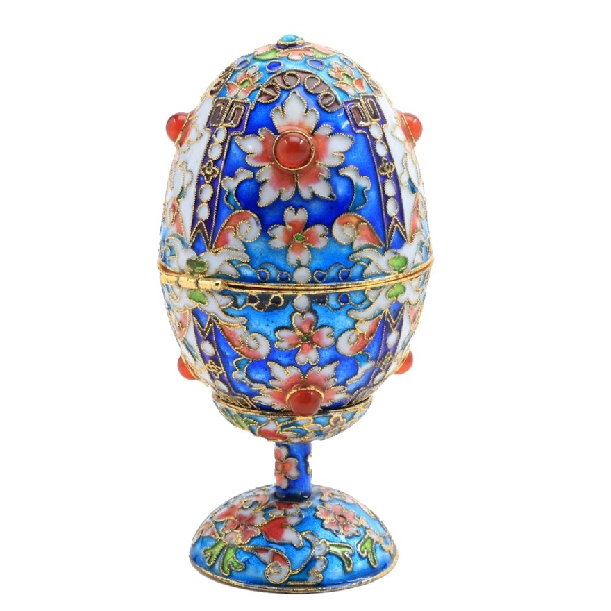 Cloissoné Egg Box And Stand