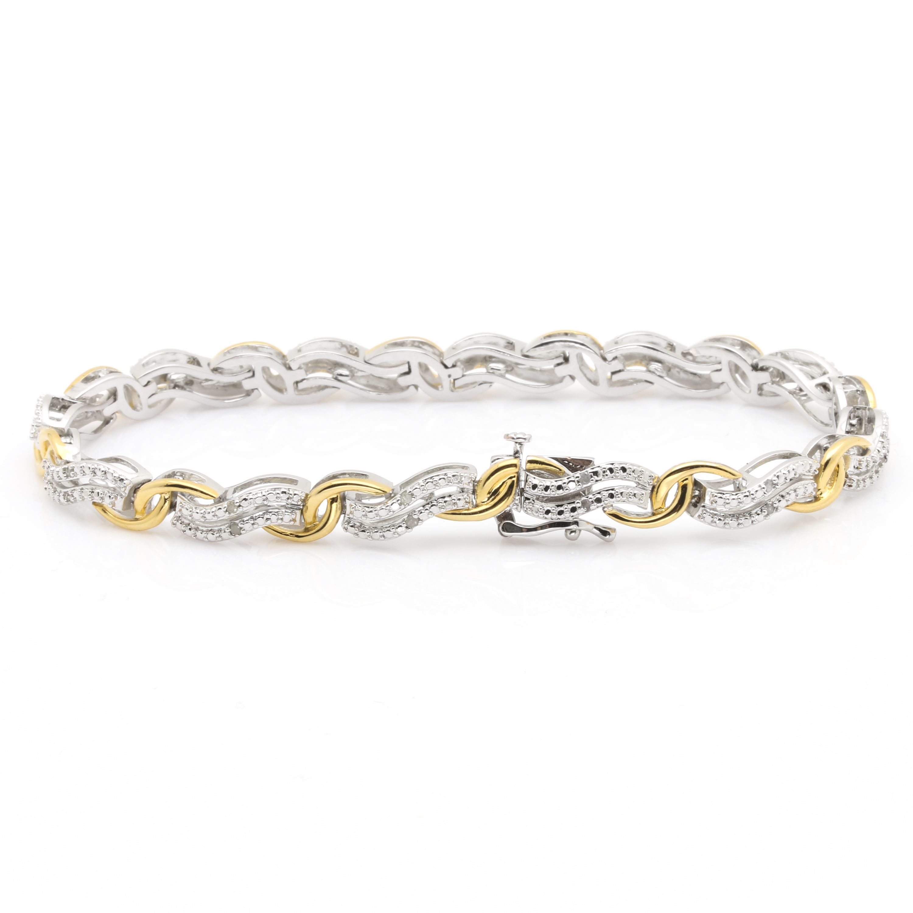 Tiffany & Co. Sterling Silver Chain With Silver Tone Diamond Bracelets