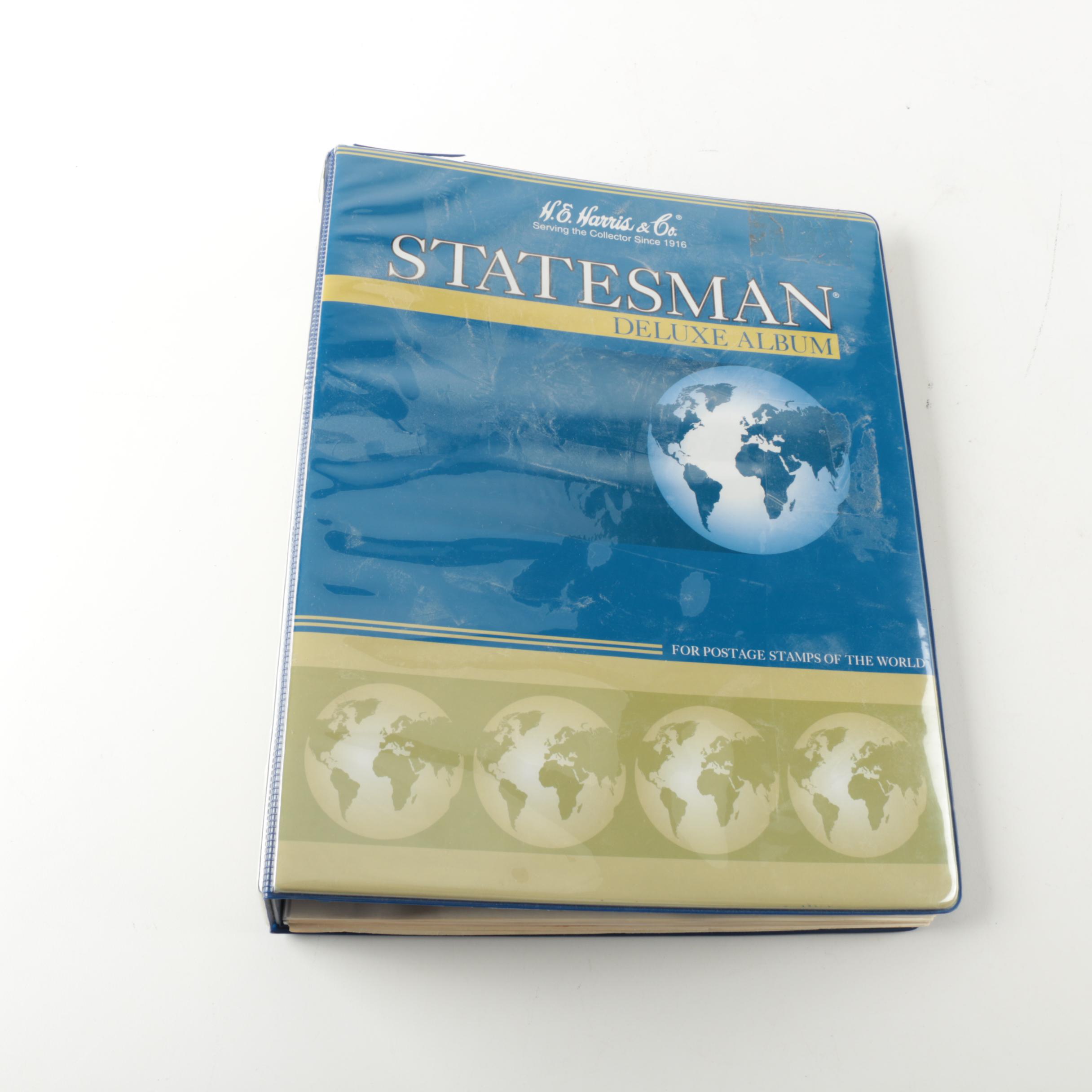 "Statesman Deluxe Album" Postage Stamp Album with Stamps