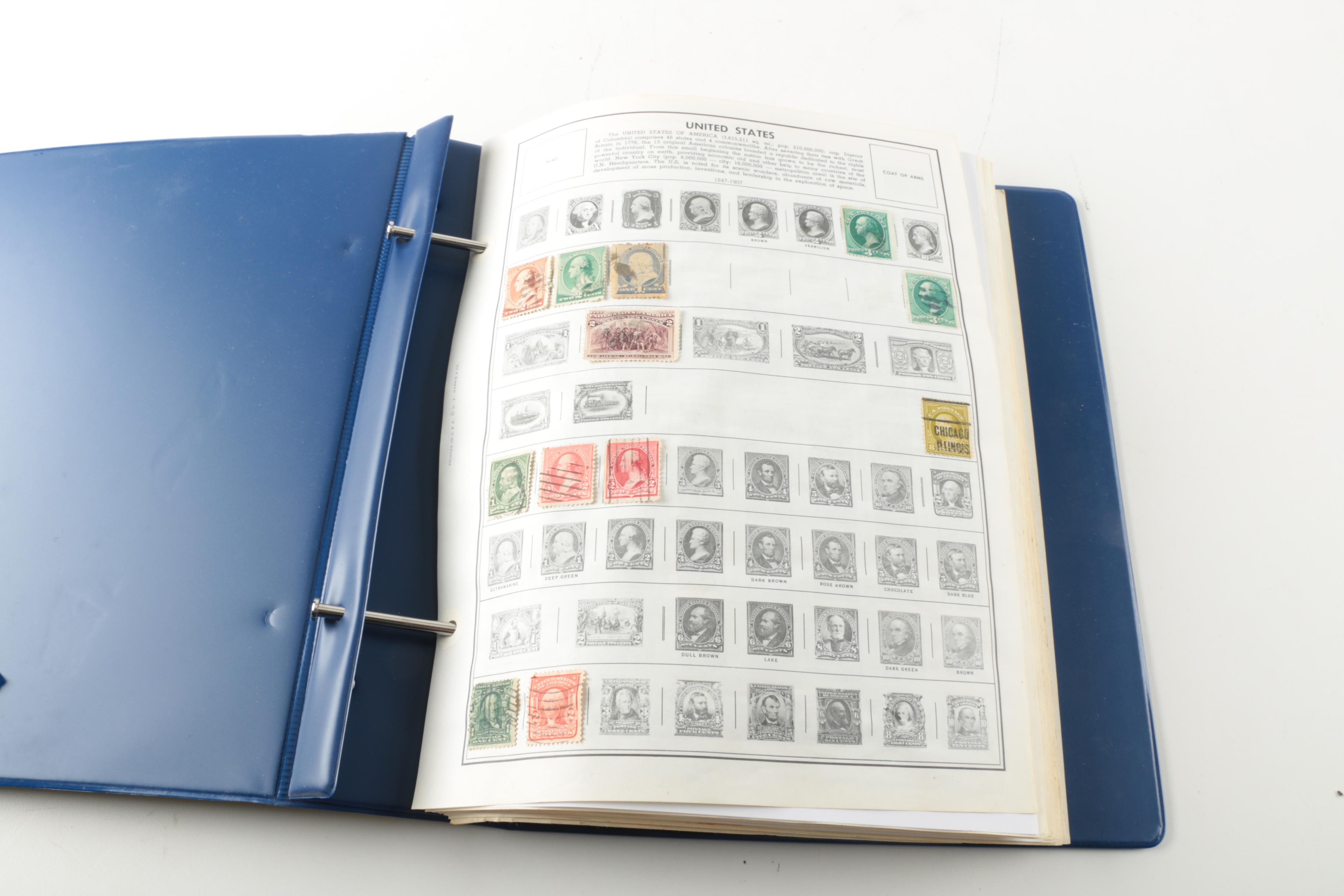 "Statesman Deluxe Album" Postage Stamp Album with Stamps