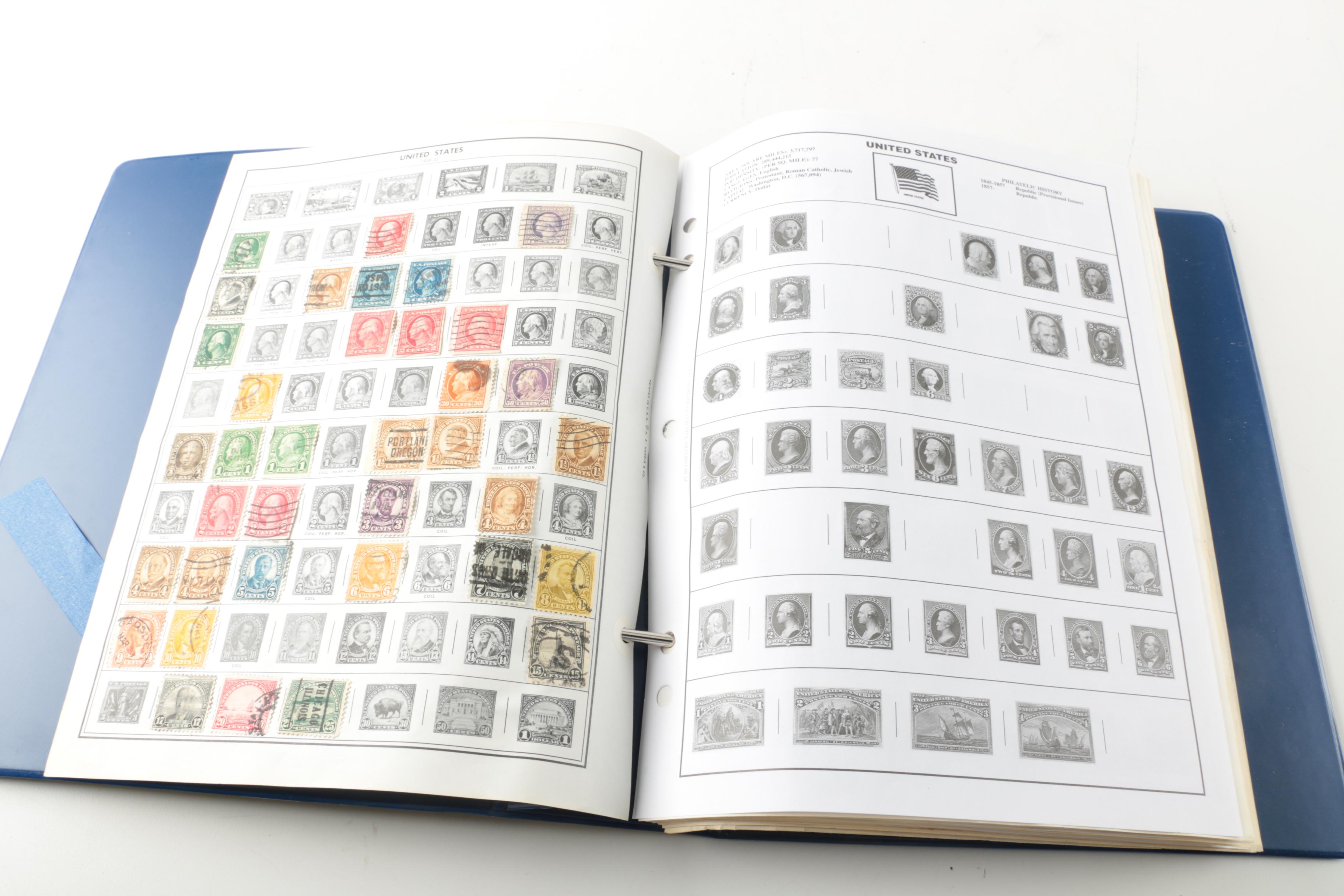 "Statesman Deluxe Album" Postage Stamp Album with Stamps