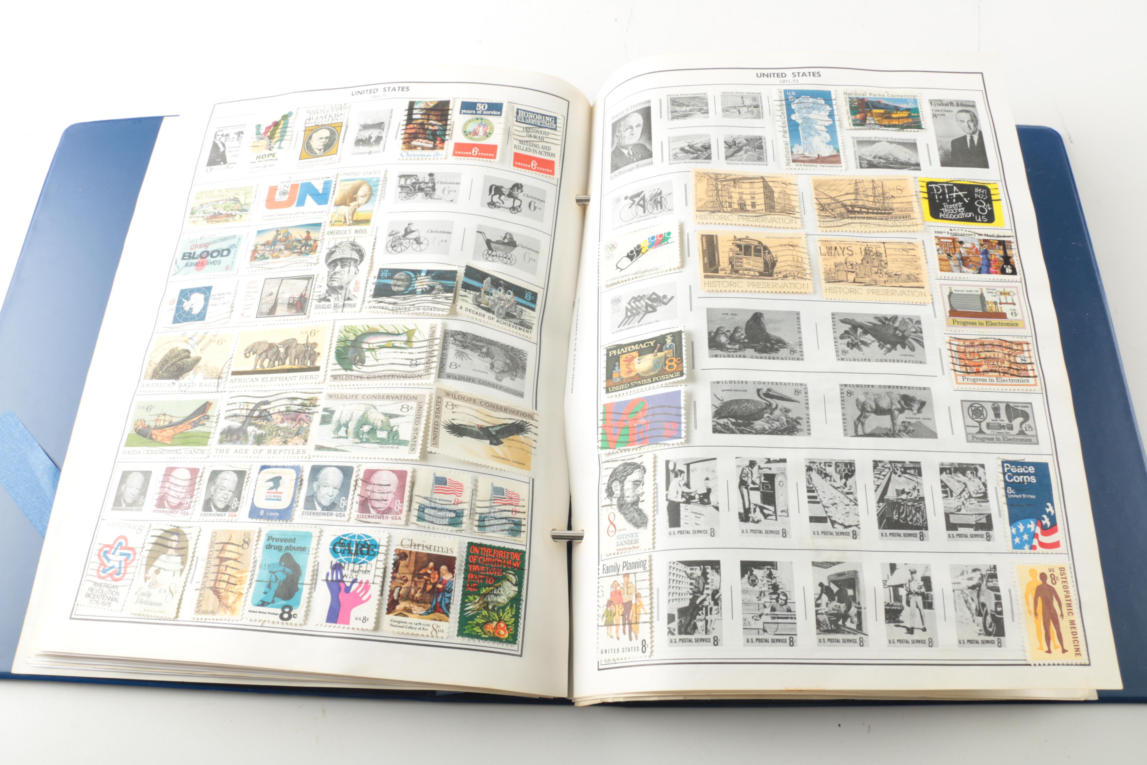 "Statesman Deluxe Album" Postage Stamp Album with Stamps