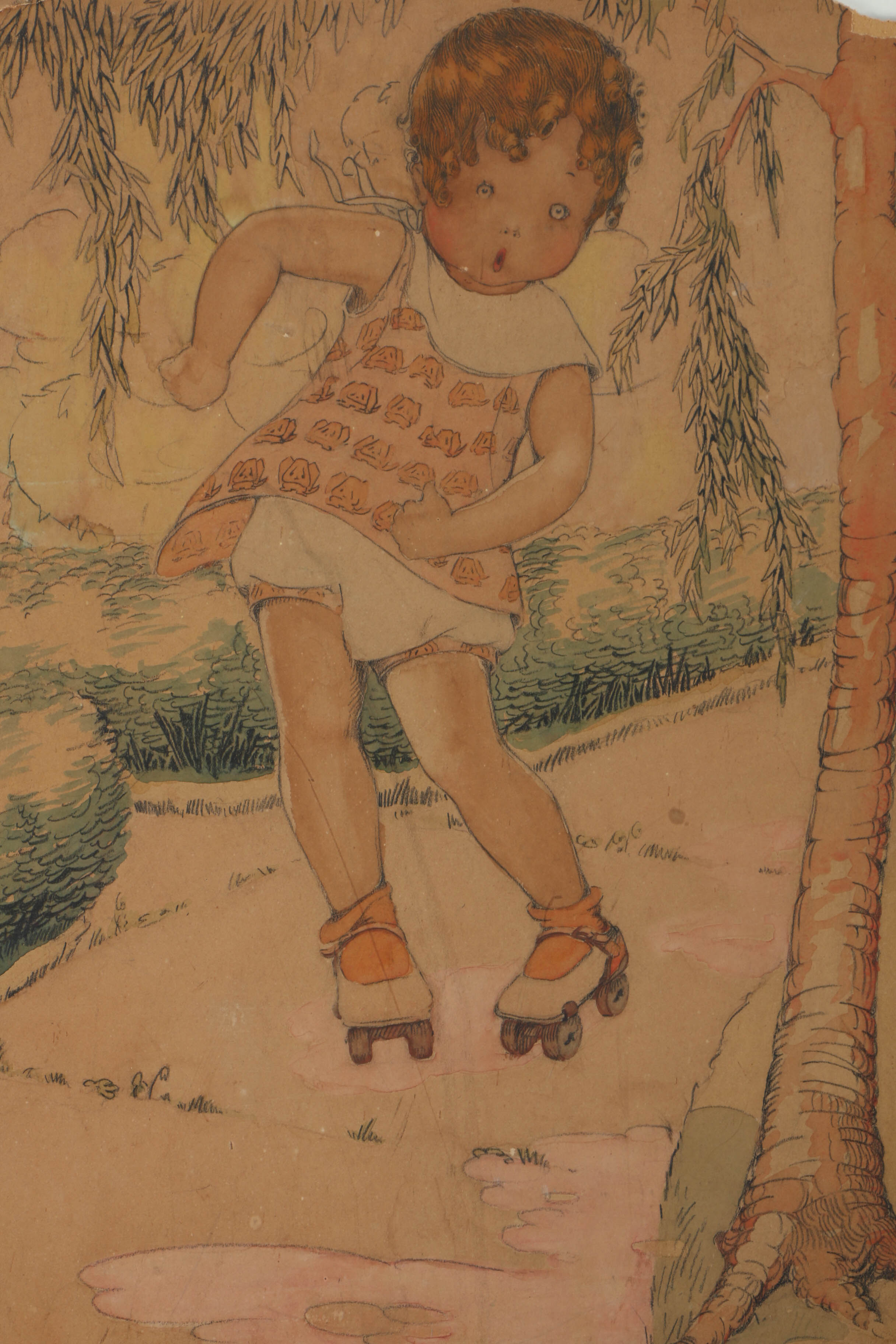 Assortment of Ted Giavis and Other Mixed Media Paintings of Young Children