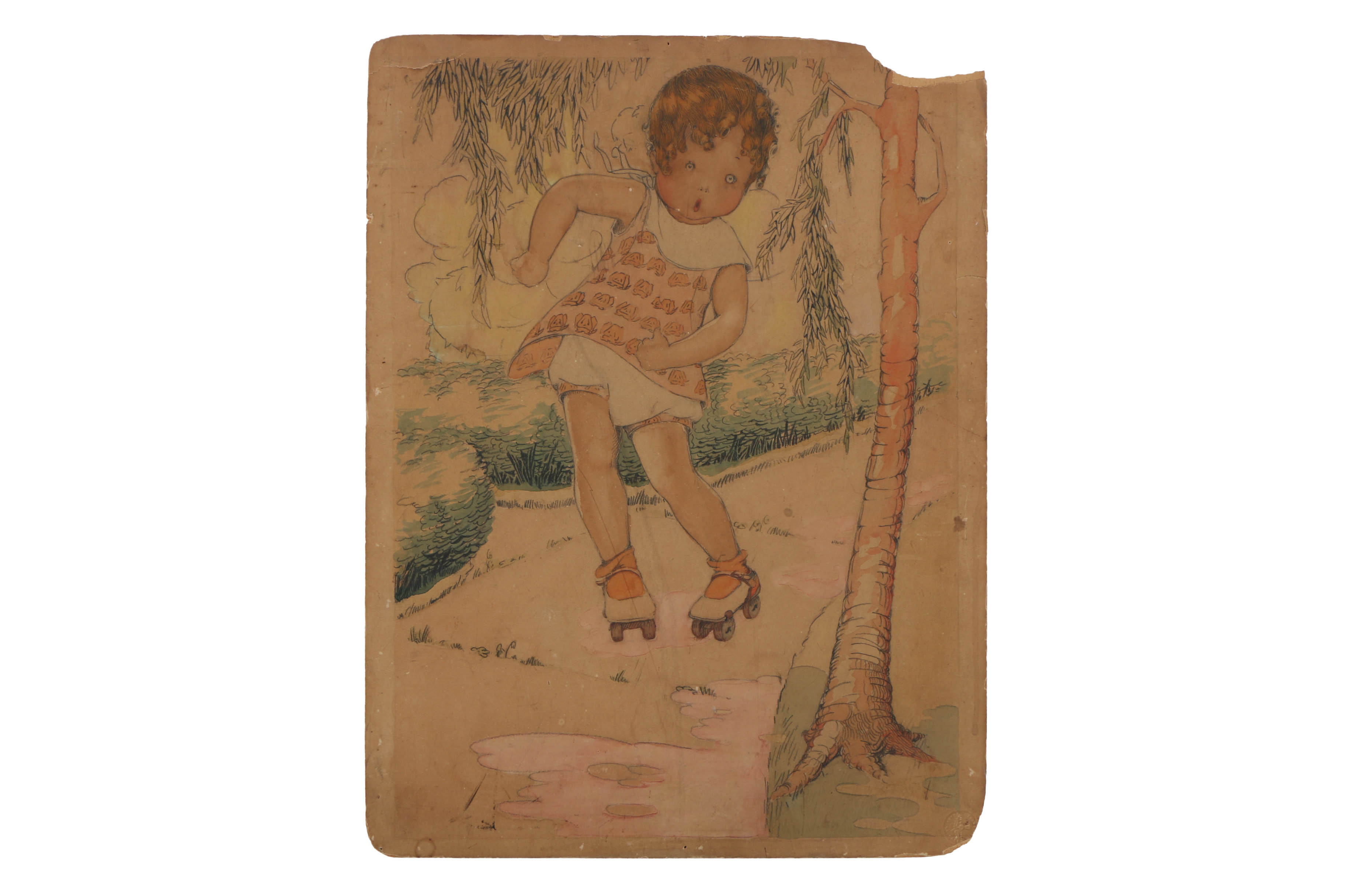 Assortment of Ted Giavis and Other Mixed Media Paintings of Young Children