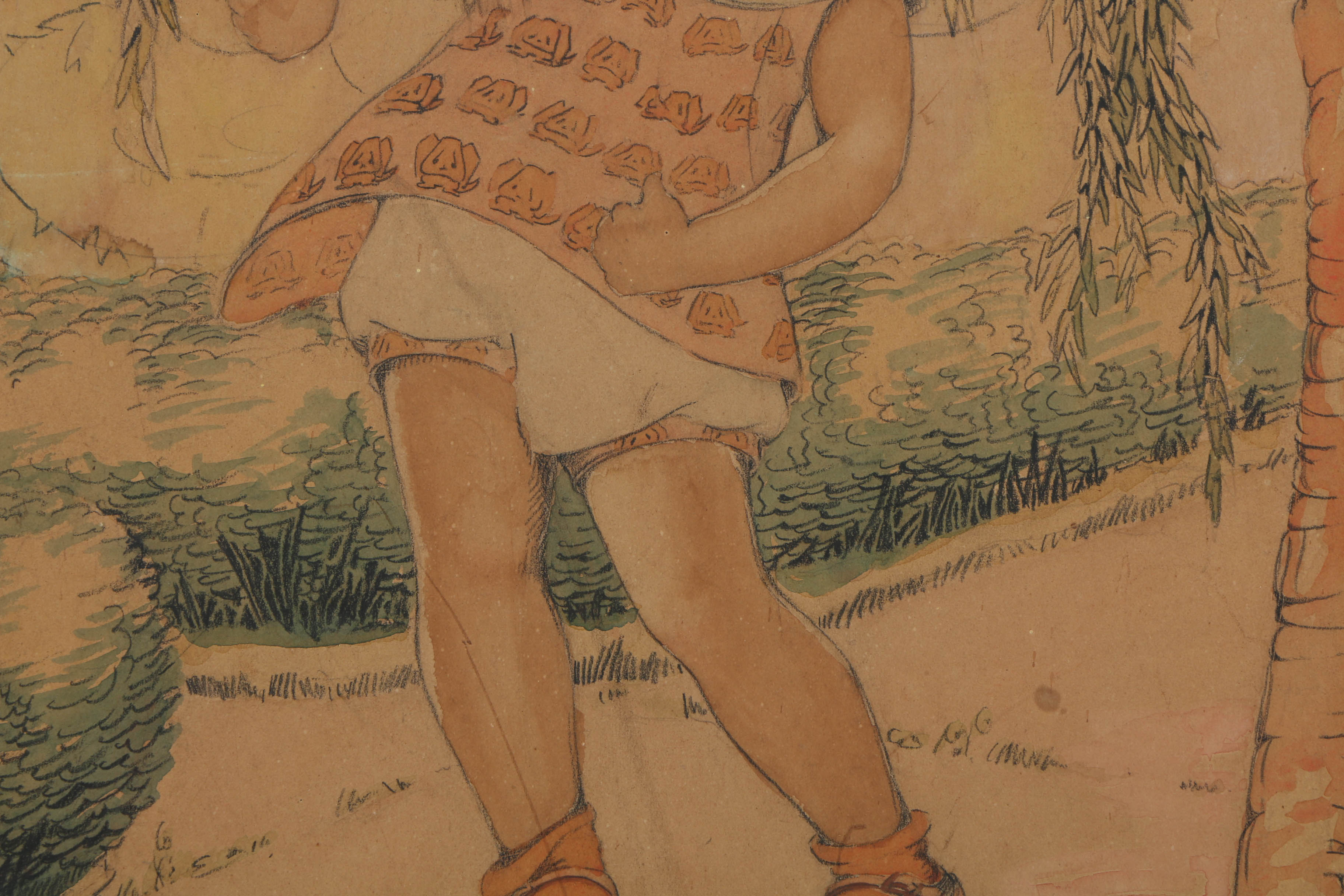 Assortment of Ted Giavis and Other Mixed Media Paintings of Young Children