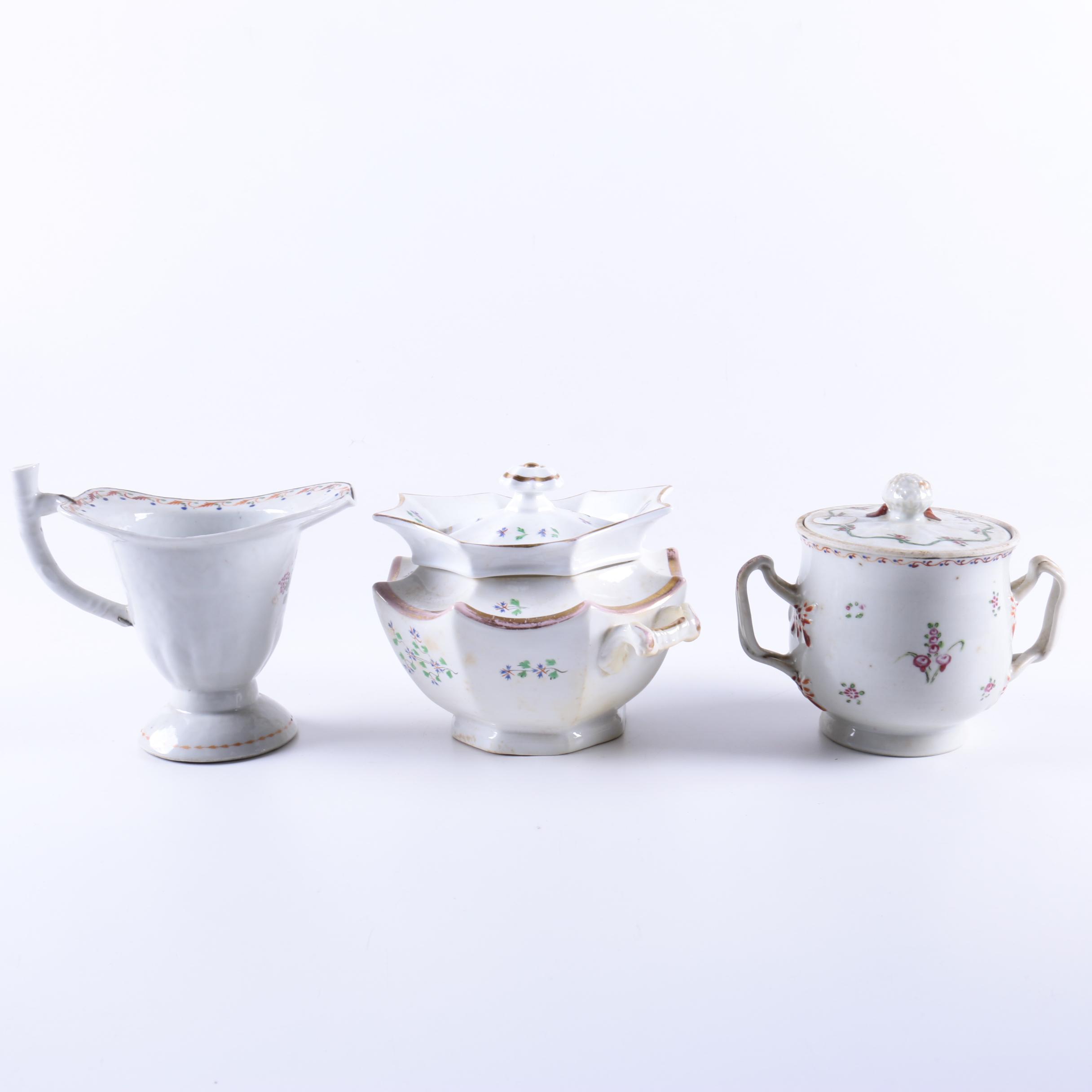 Antique Porcelain Tableware Including Chinese Export