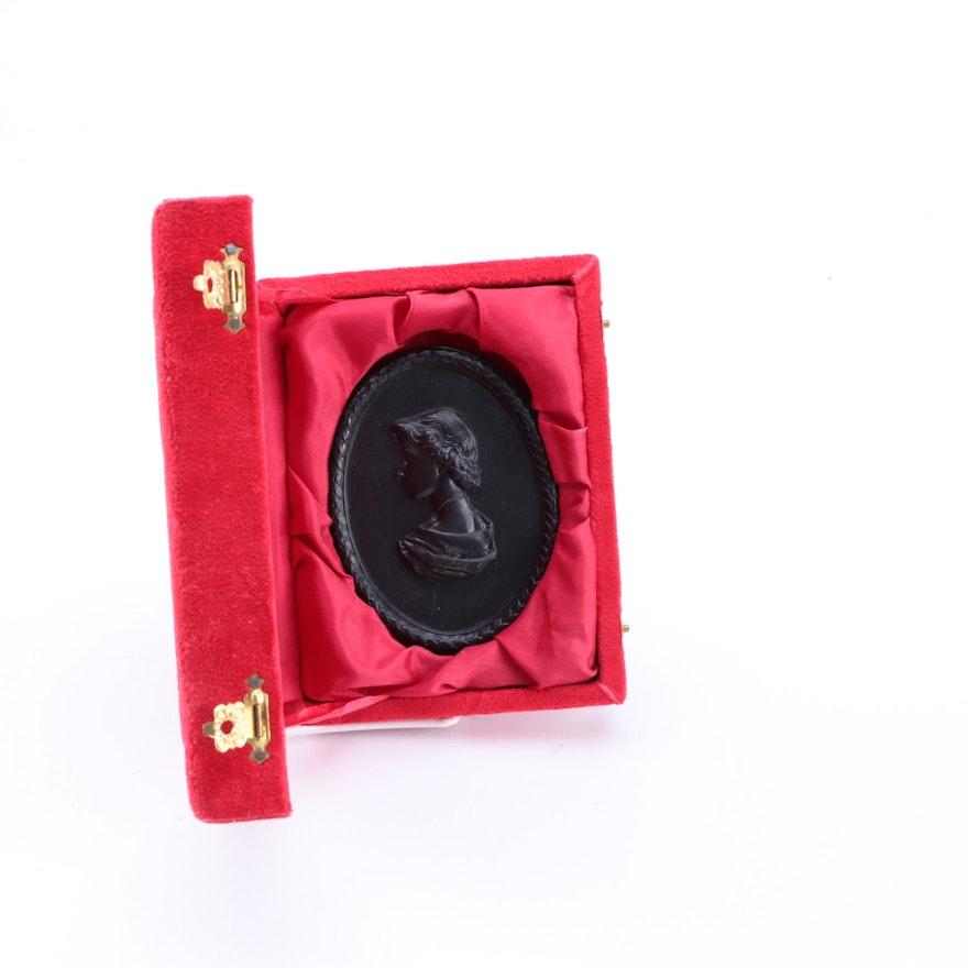 Black Jasperware Cameo in Box