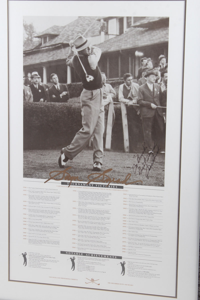 Vintage Signed Sam Snead Golf Poster