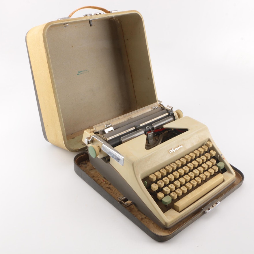 Vintage Olympia Typewriter with Carrying Case