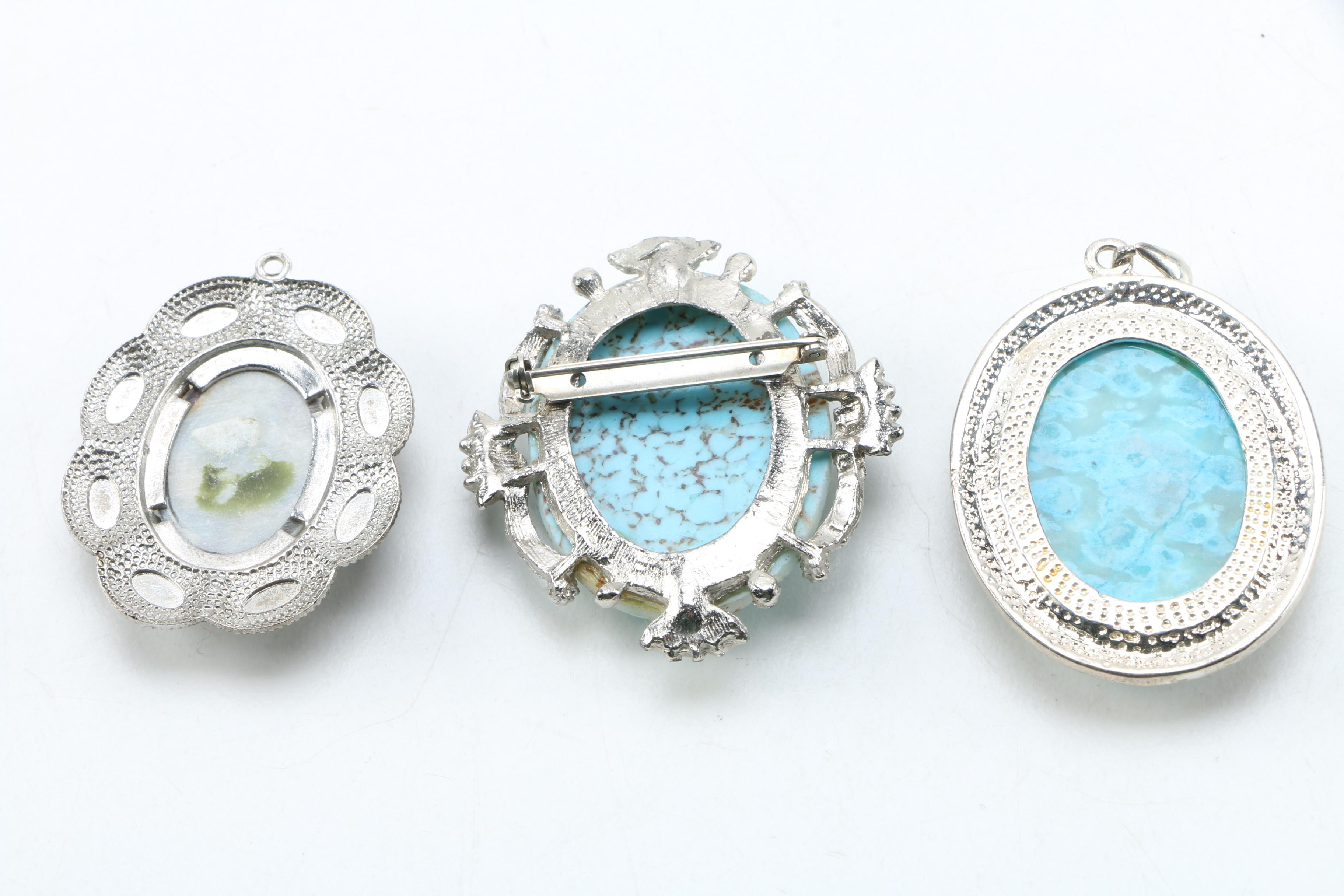 Silver Tone Turquoise and Gemstone Jewelry