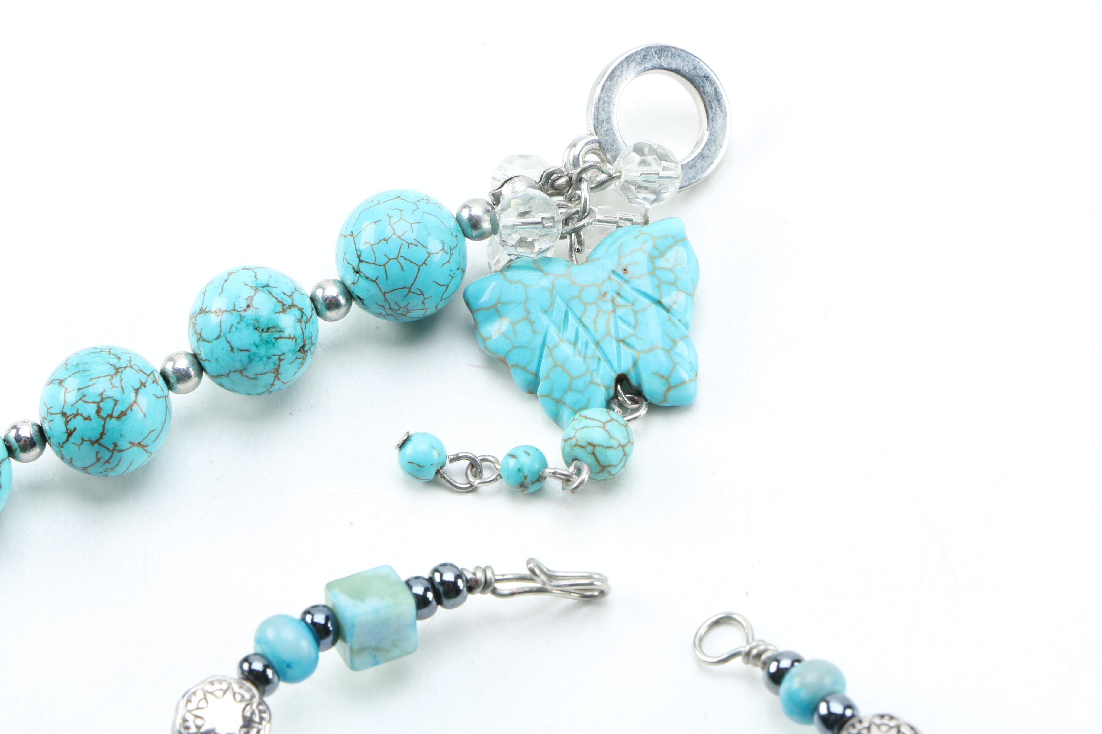 Silver Tone Turquoise and Gemstone Jewelry