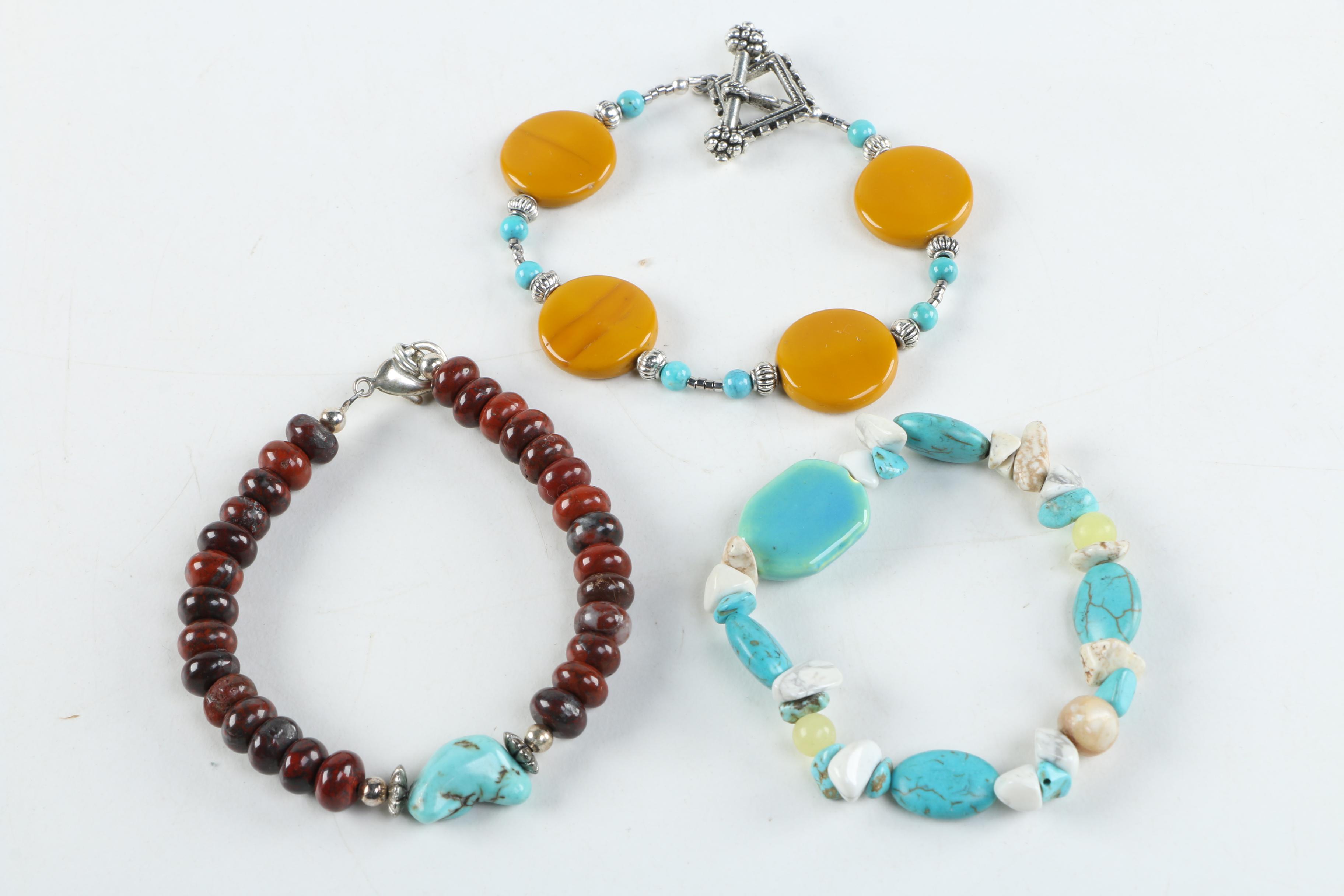 Silver Tone Turquoise and Gemstone Jewelry