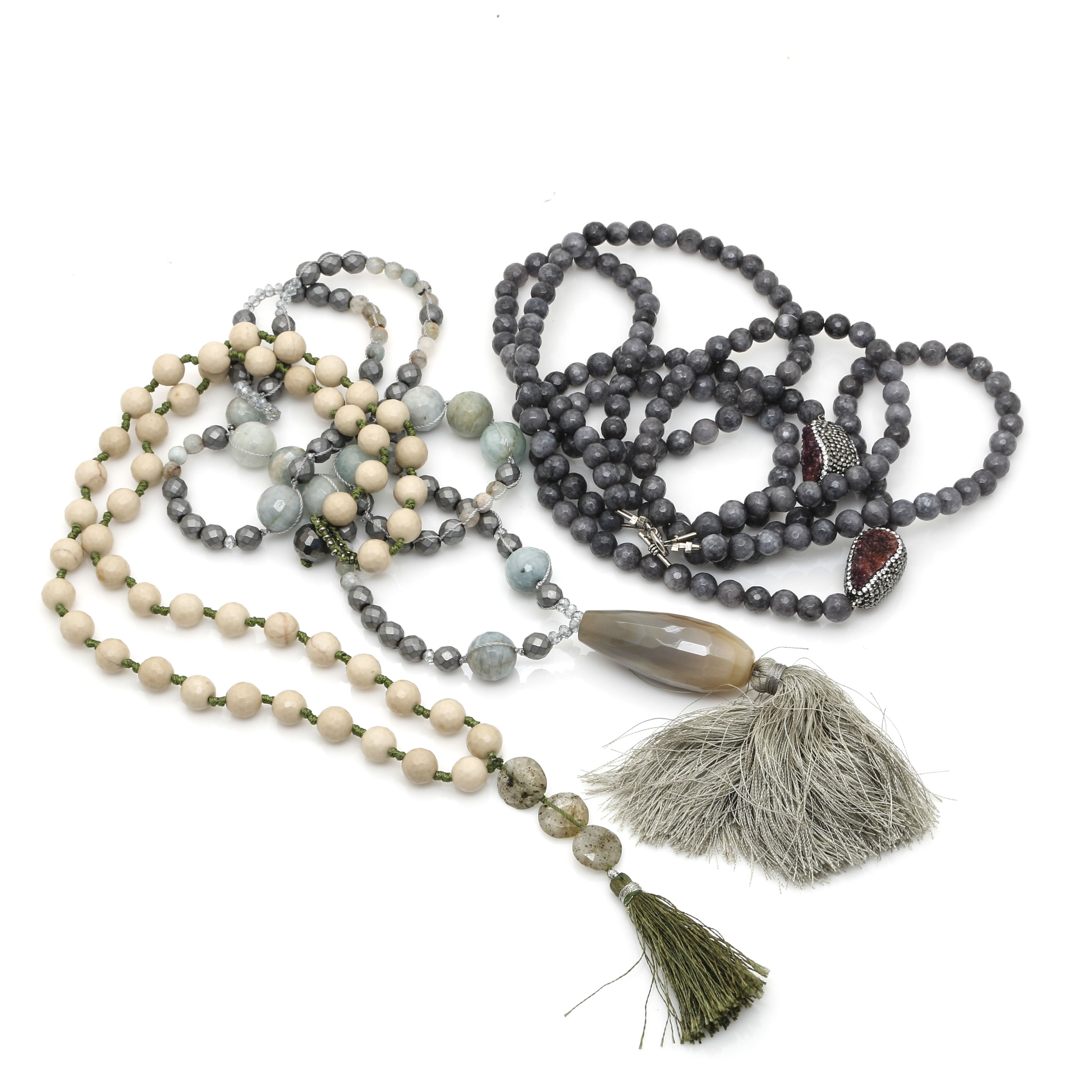 Assortment of Beaded Necklaces Including Pieces with Quartz