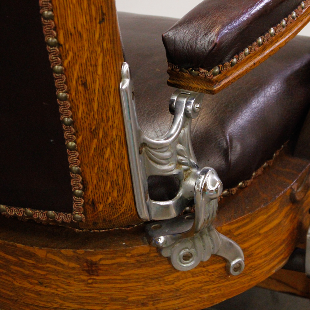 Antique Oak Barber's Chair by Koken