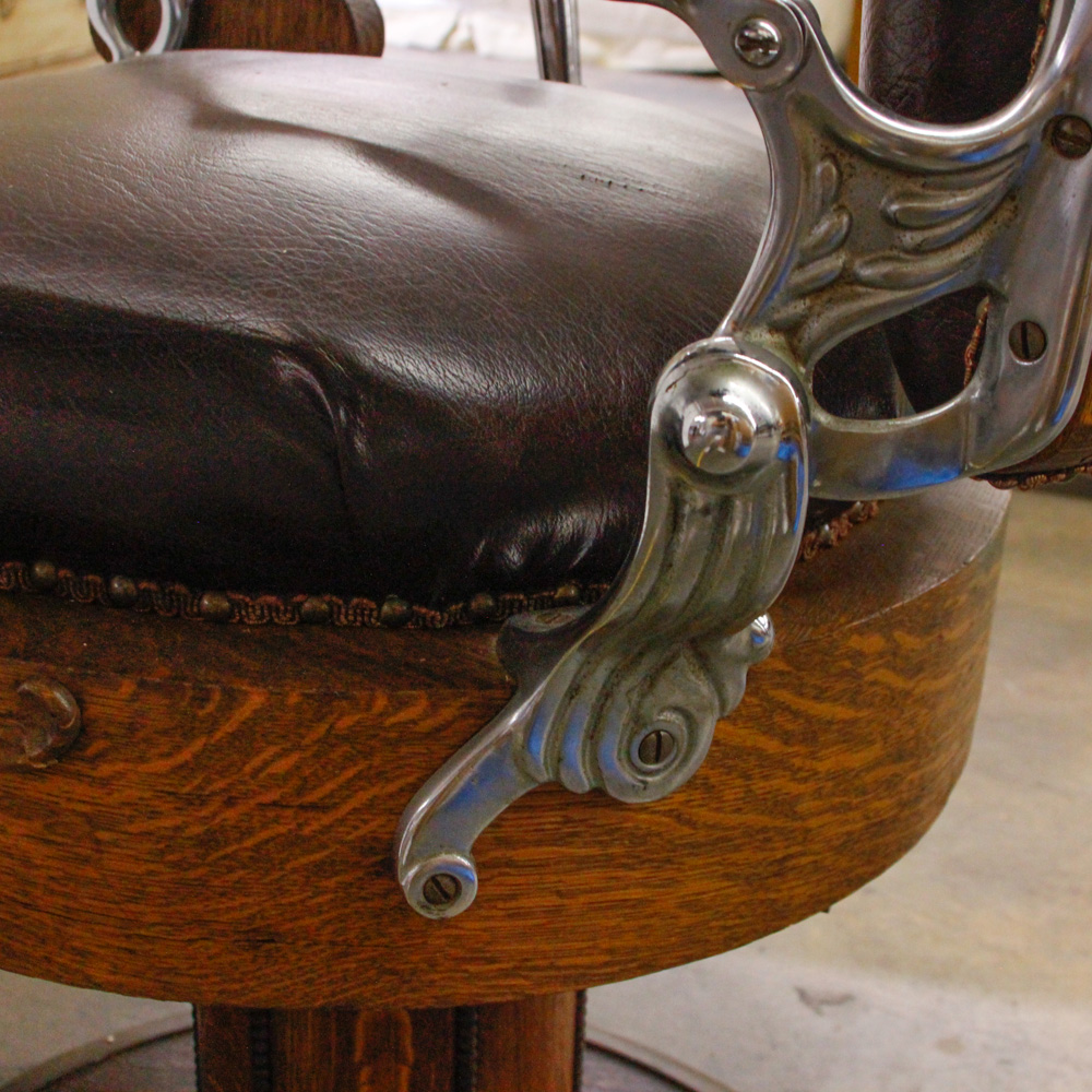 Antique Oak Barber's Chair by Koken