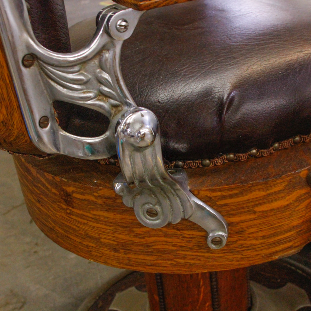 Antique Oak Barber's Chair by Koken
