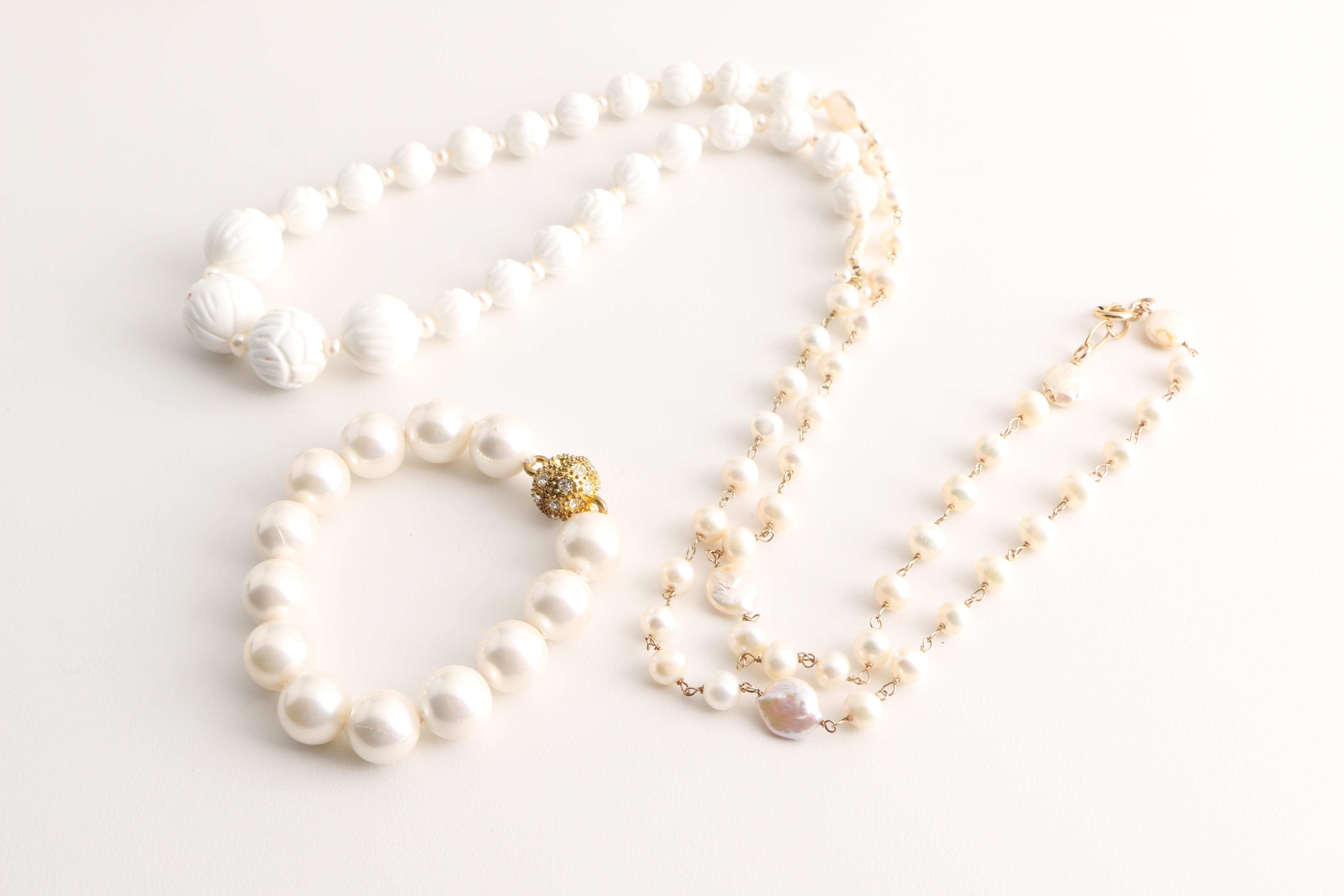 Assorted Necklaces and Bracelets Including Faux Pearl