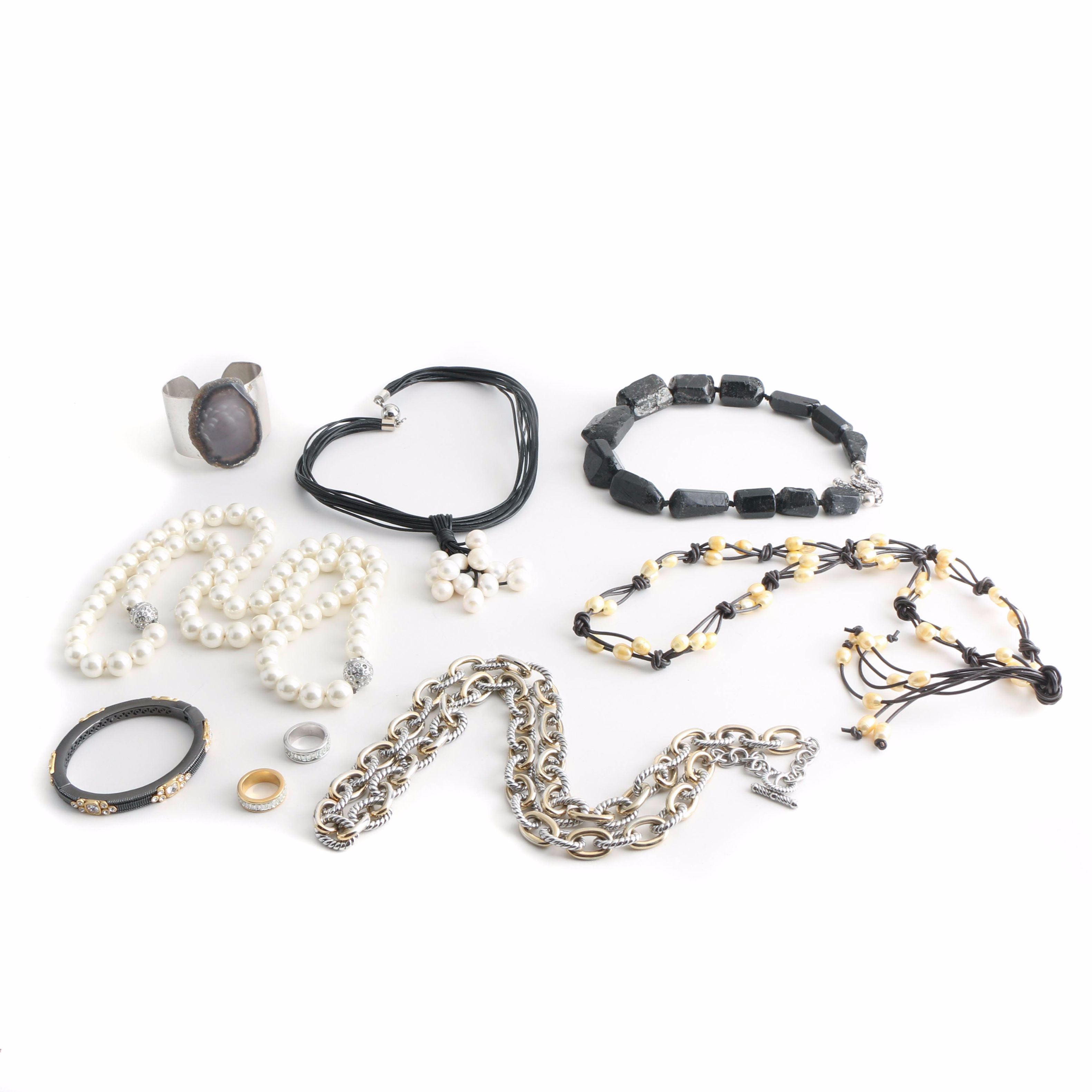Costume Jewelry Including a Beaded Quartz Necklace