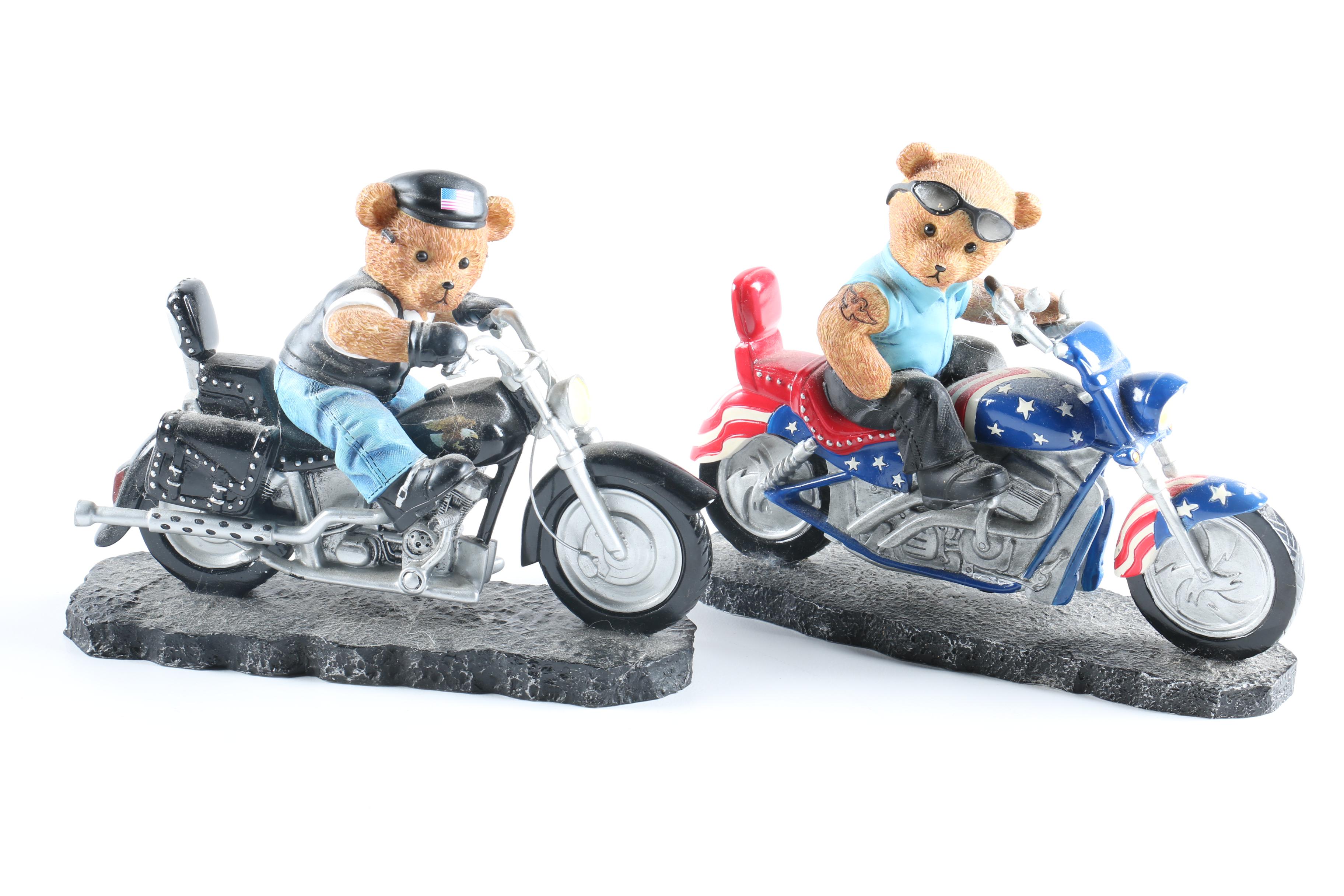 Faithful Fuzzies Born to Ride Collection Resin Teddy Bear Figurines