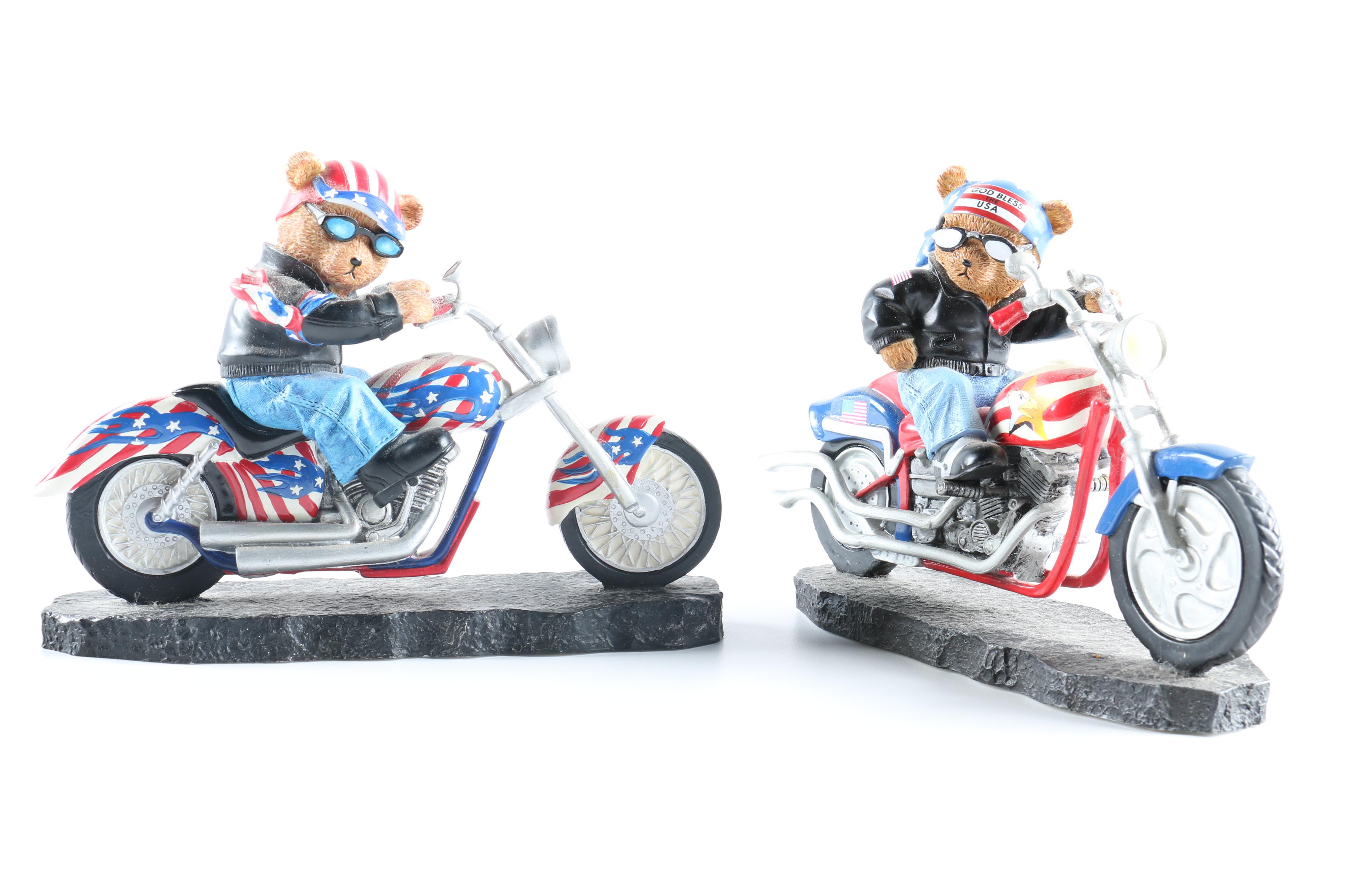 Faithful Fuzzies Born to Ride Collection Resin Teddy Bear Figurines